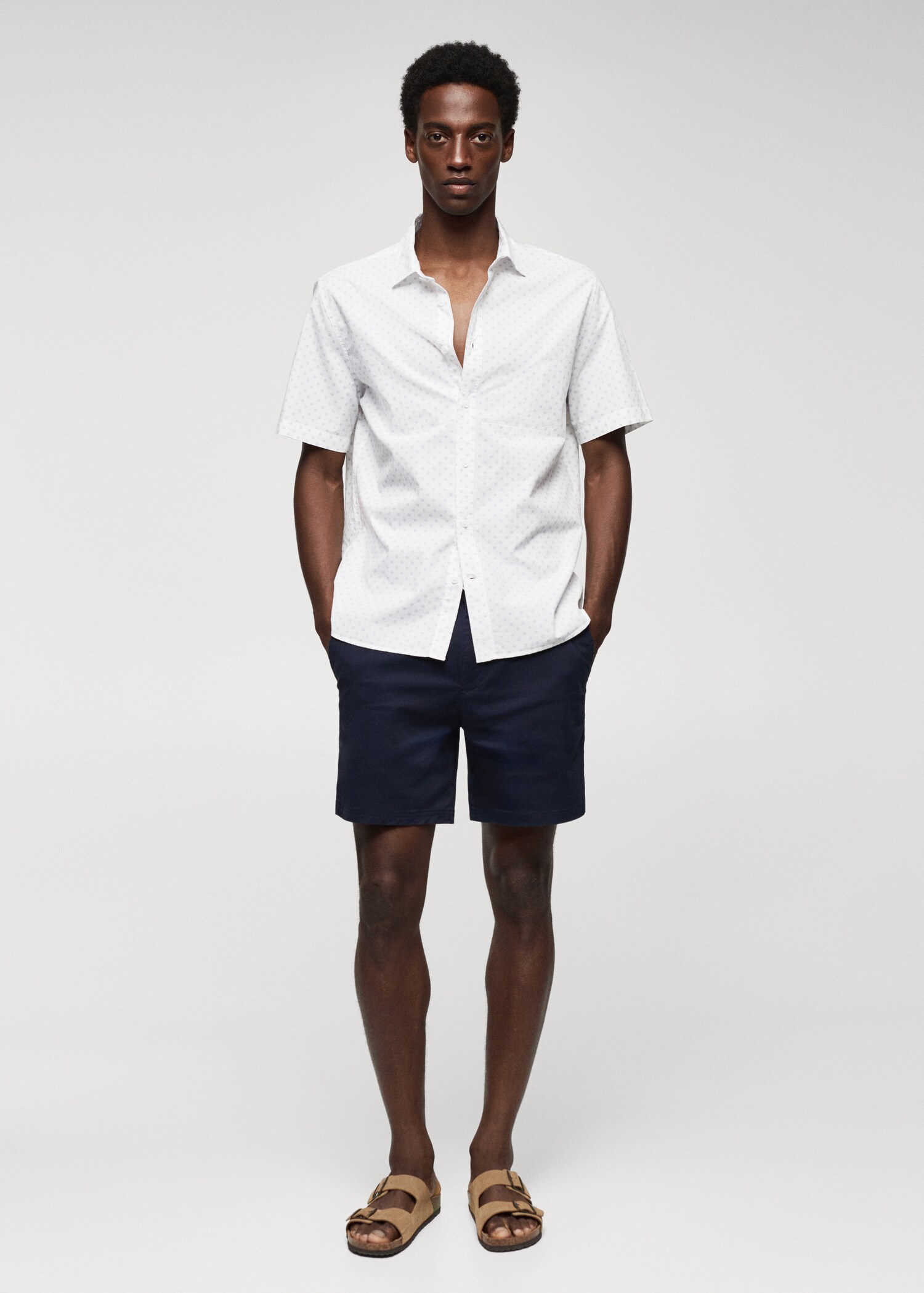 Chemise 100 % coton manches courtes en micro-imprimé - Plan général