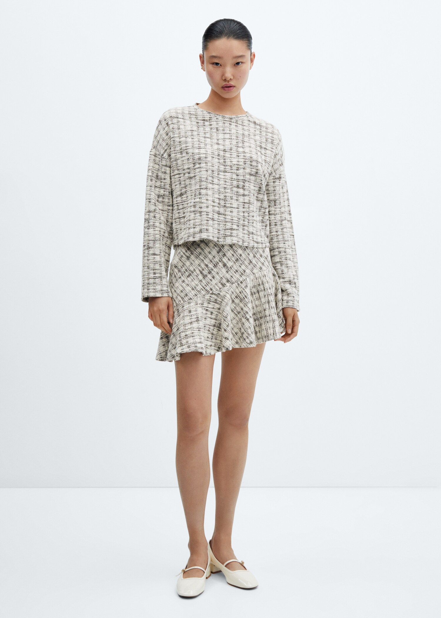 Rundhalspullover aus Tweed - Allgemeine Ansicht