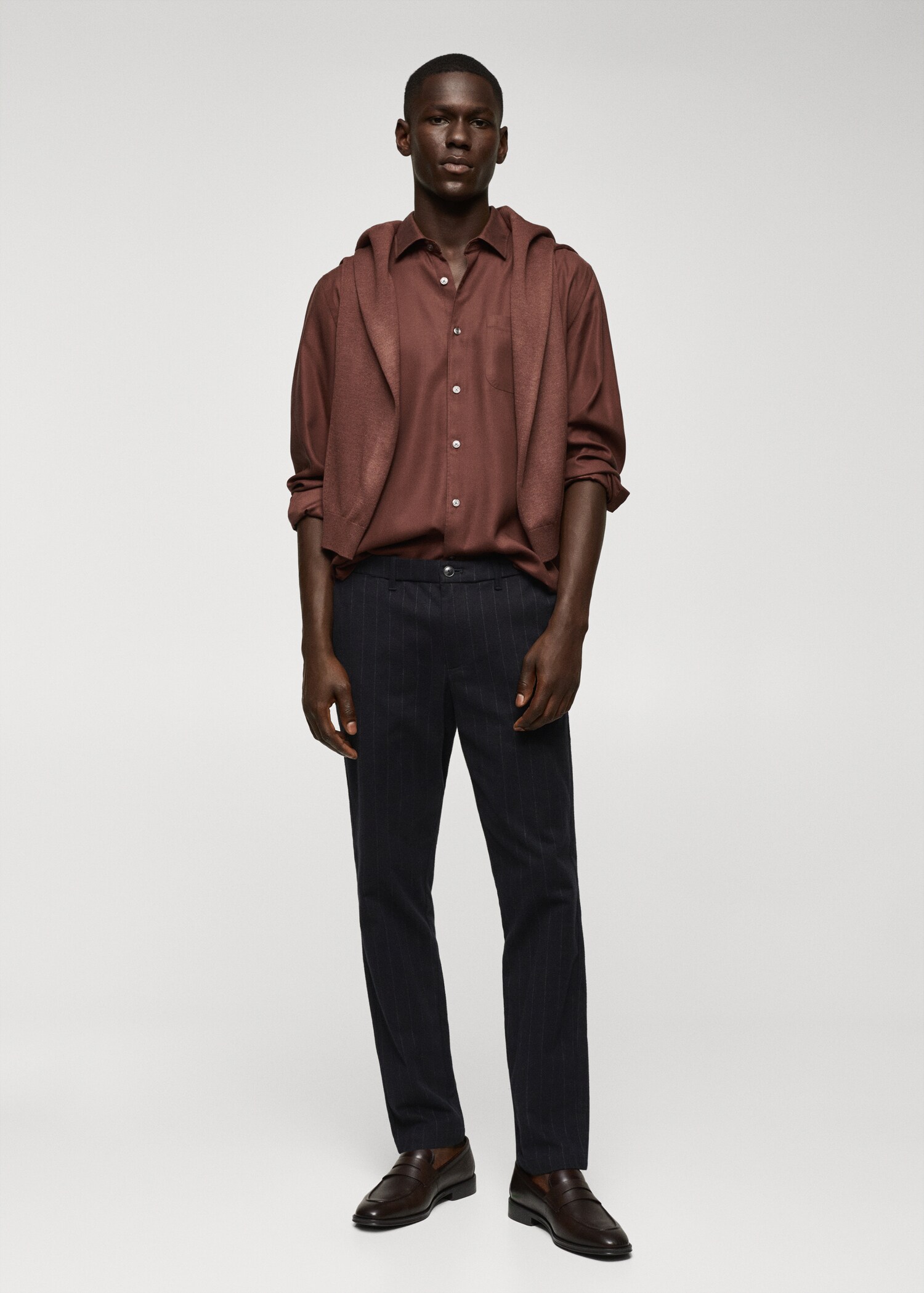 Pantalon slim-fit coton fines rayures - Plan général