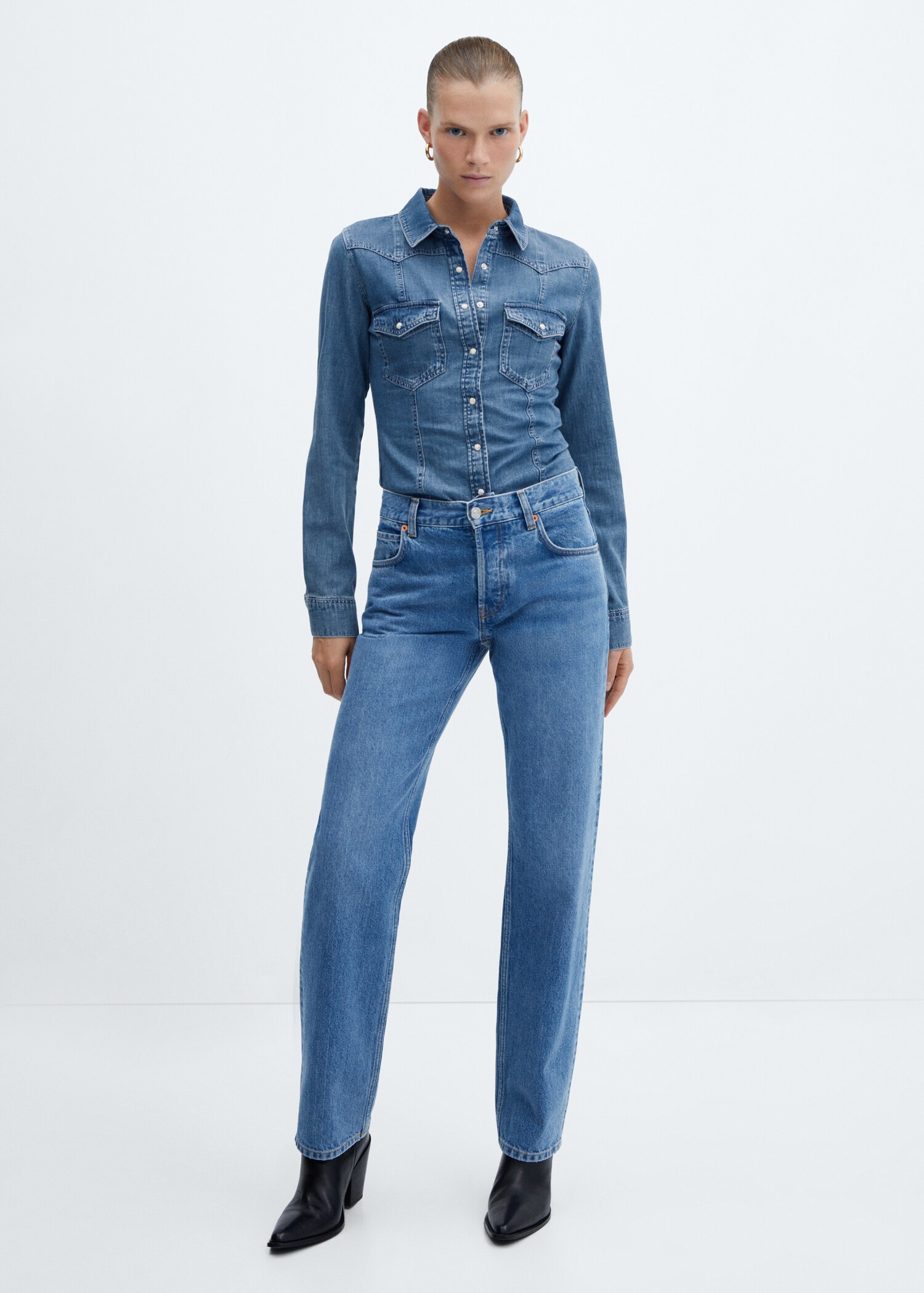 Chest-pocket denim shirt - General plane