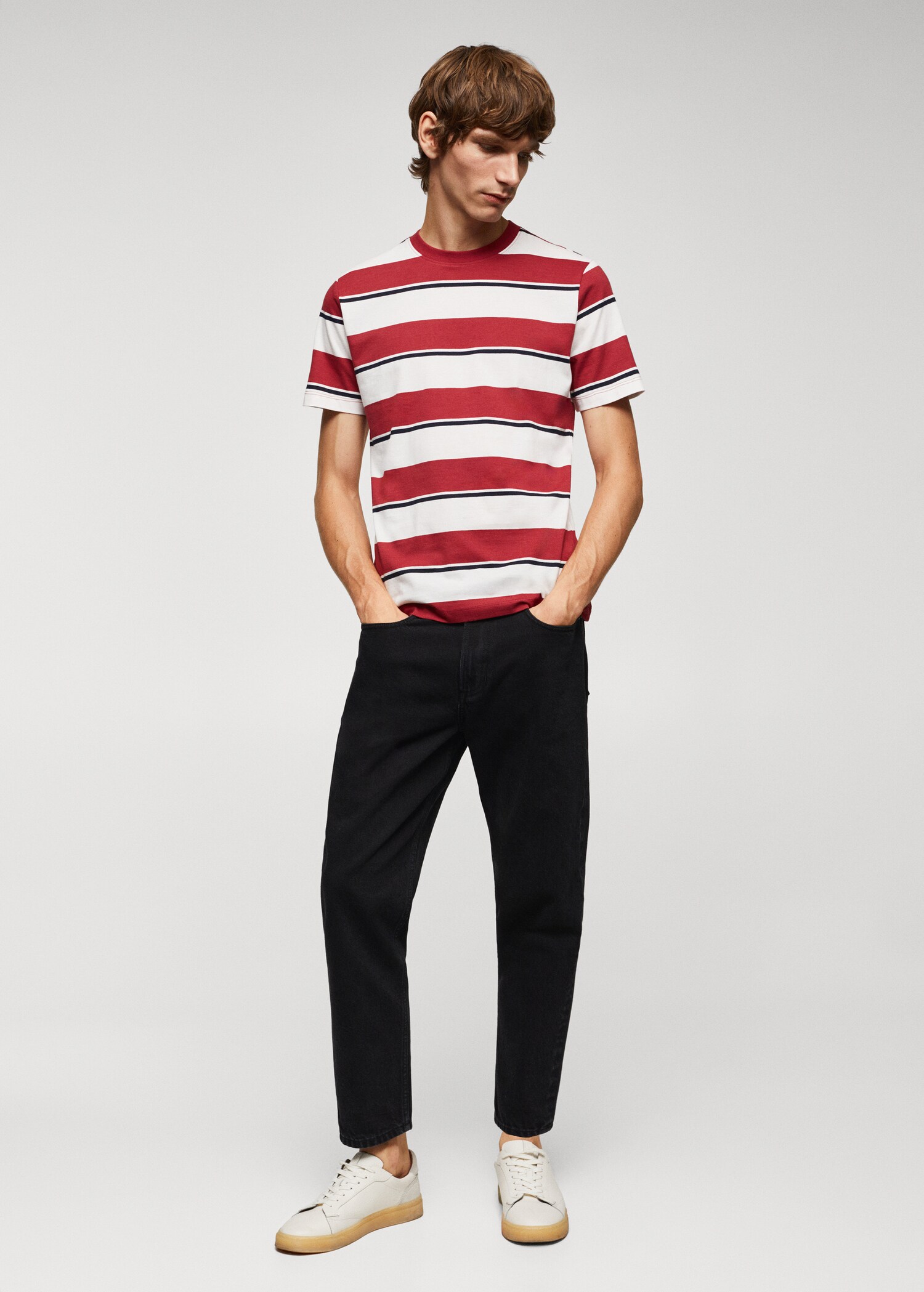 Striped 100% cotton t-shirt - General plane
