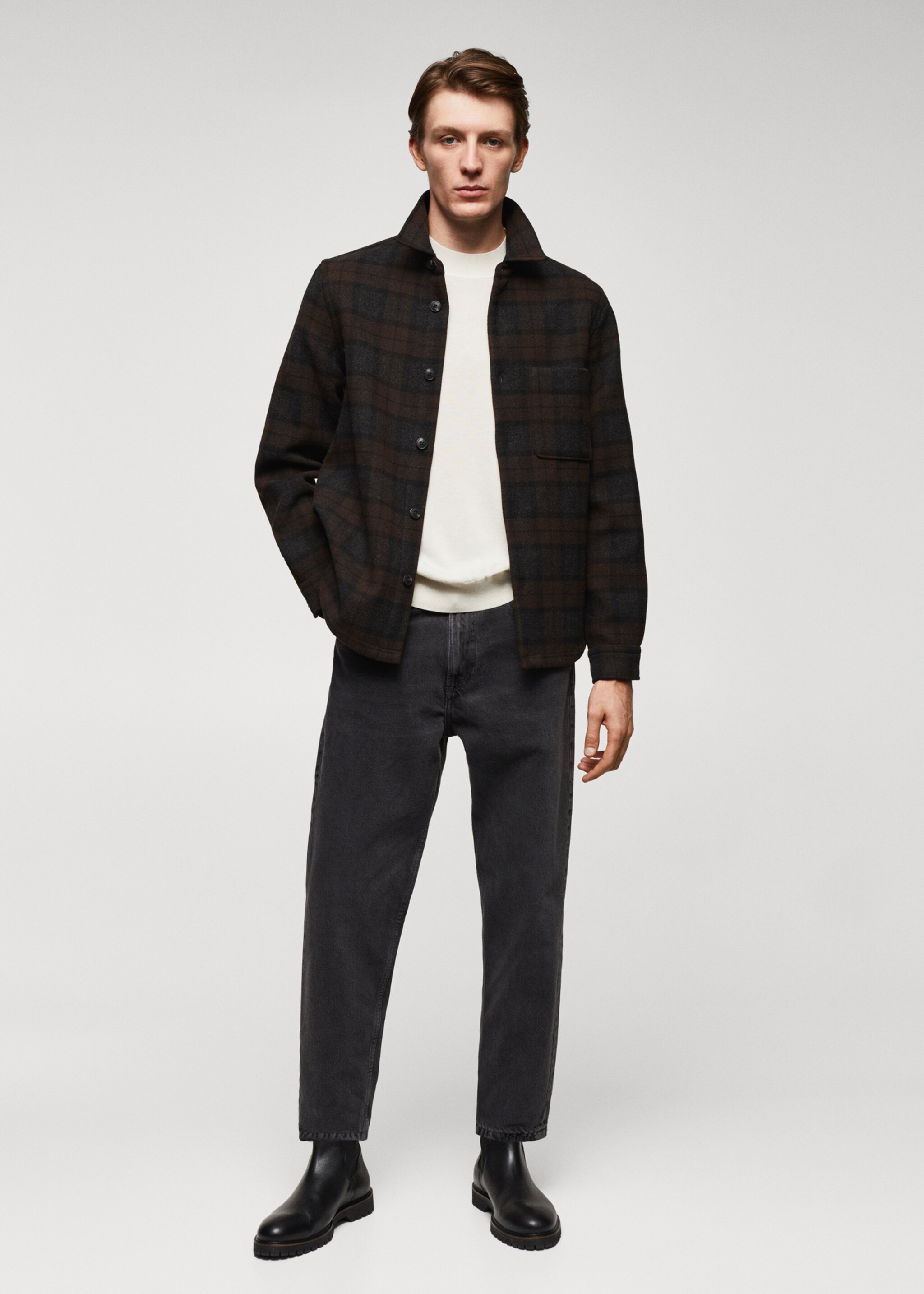 Check wool overshirt - General plane, Brown. Ref: 57027712-00.