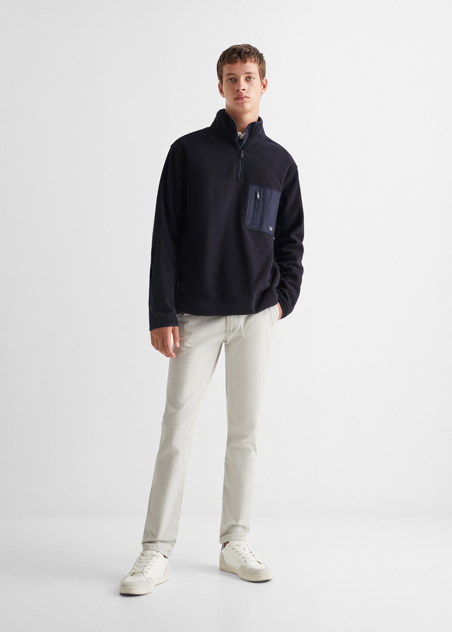 Fleece-Sweatshirt mit Zip-Kragen - Allgemeine Ansicht