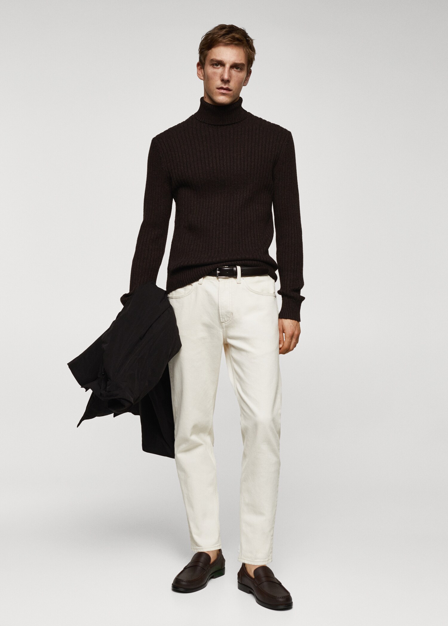 Wool sweater with ribbed turtleneck - General plane