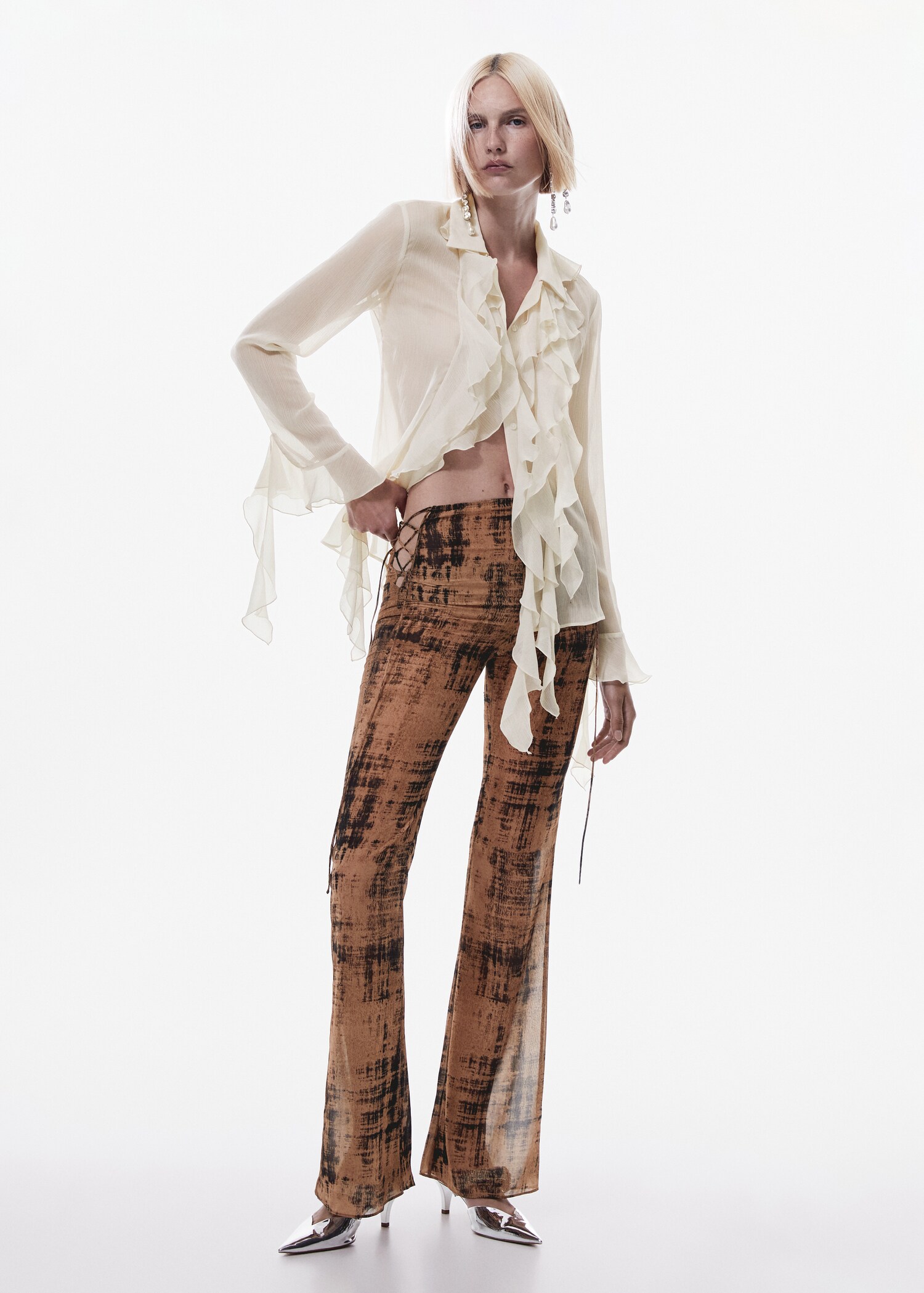 Semi-transparent printed trousers - General plane