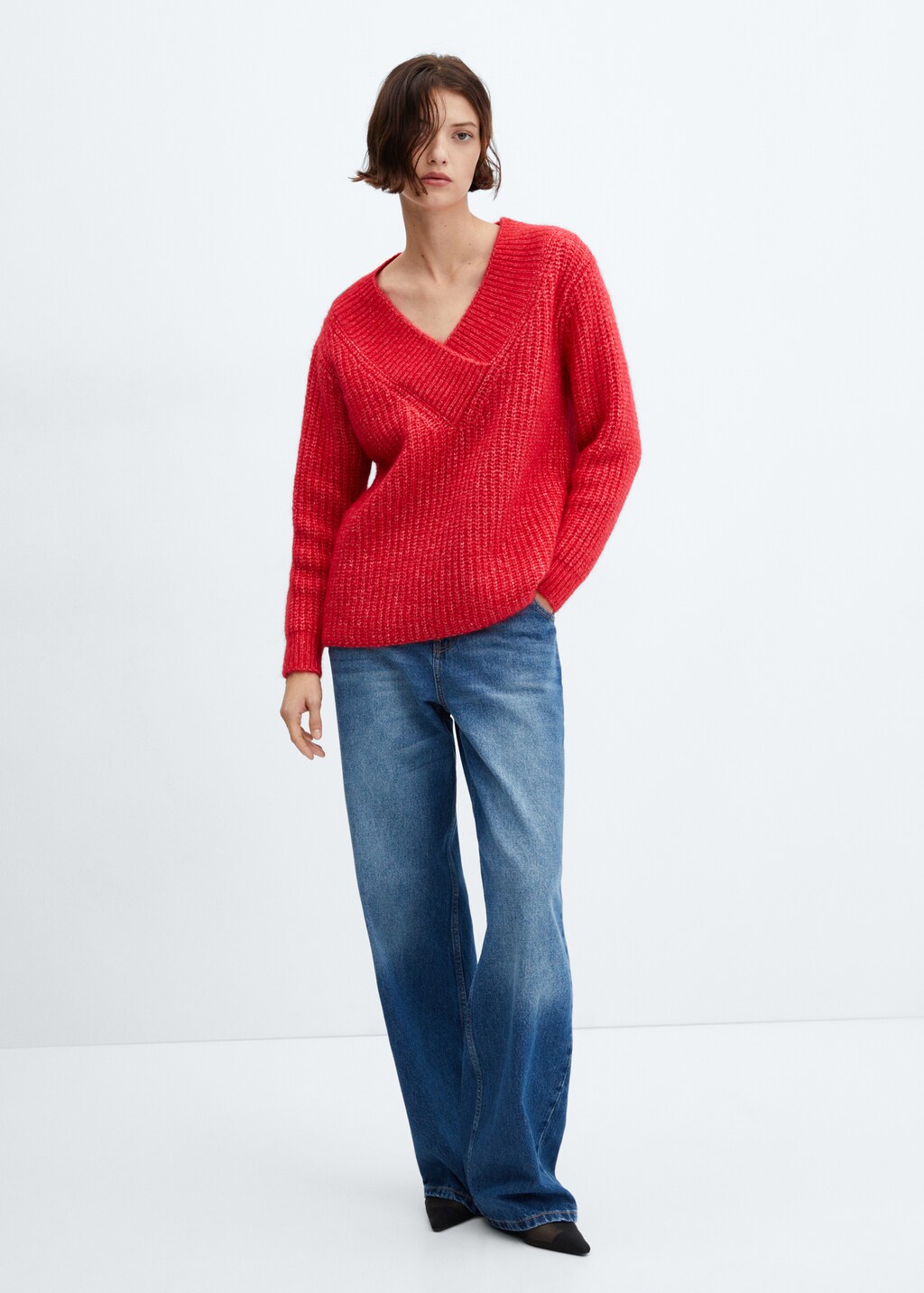 Chunky-knit V-neck sweater - Women | MANGO OUTLET USA Chunky-knit V-neck sweater - Women | MANGO OUTLET USA