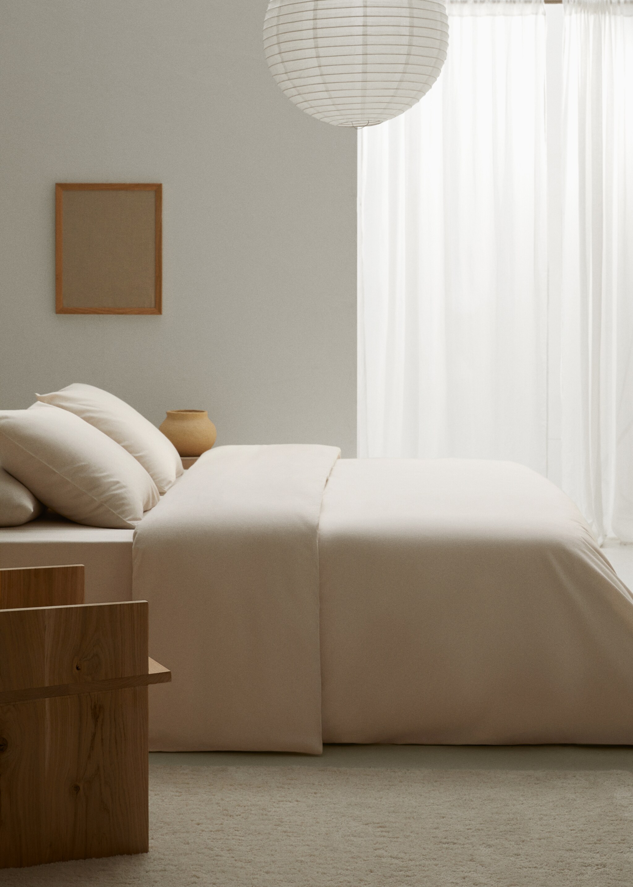 Plain flannel duvet cover Superking bed - General plane, Beige. Ref: 57029221-00.