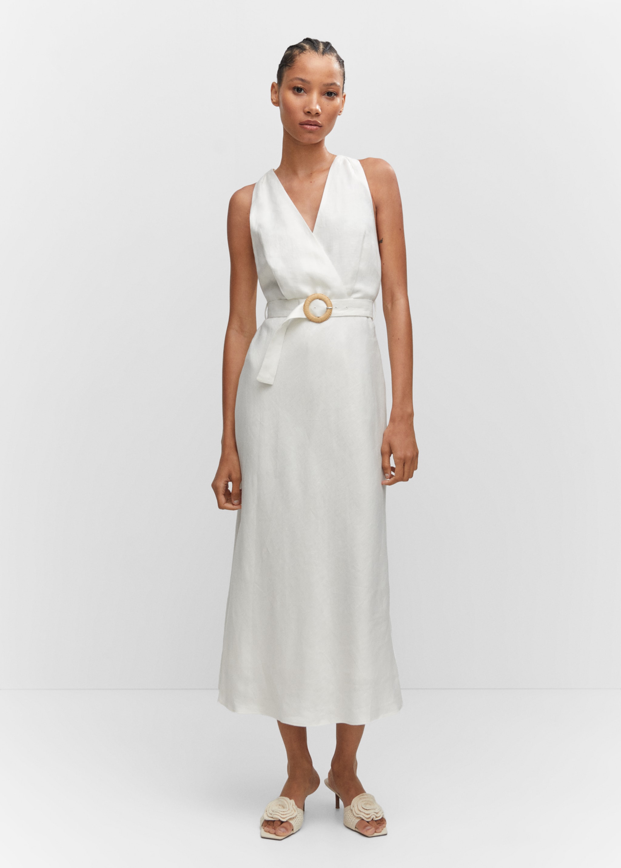 Belt linen dress Women MANGO OUTLET USA