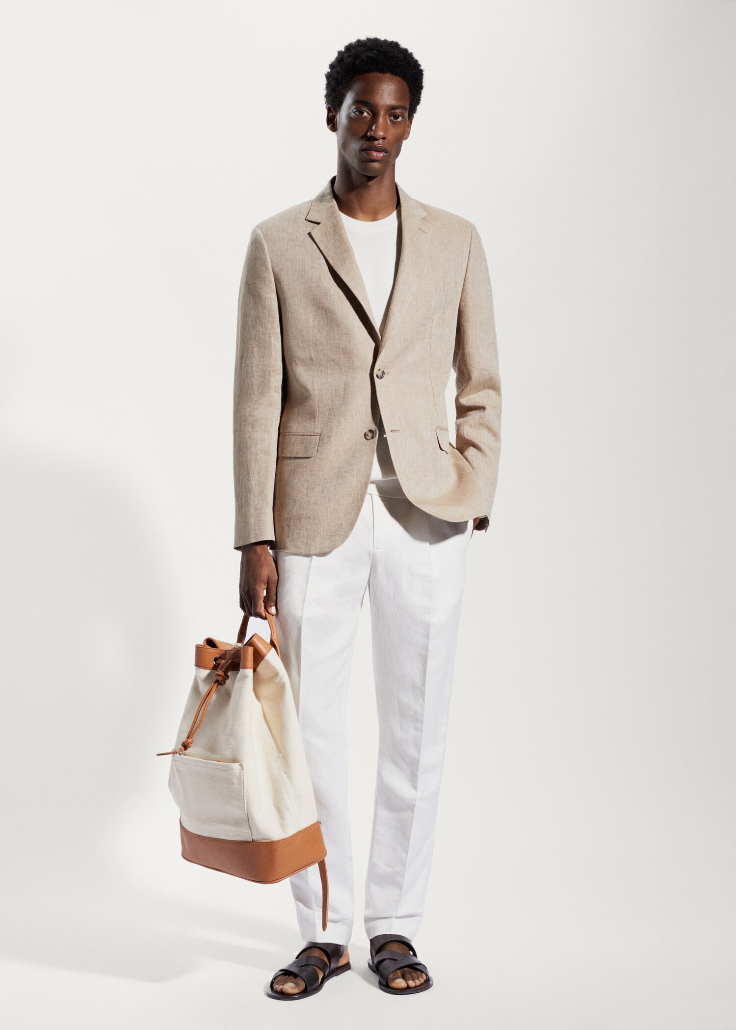 100% linen slim fit blazer - General plane