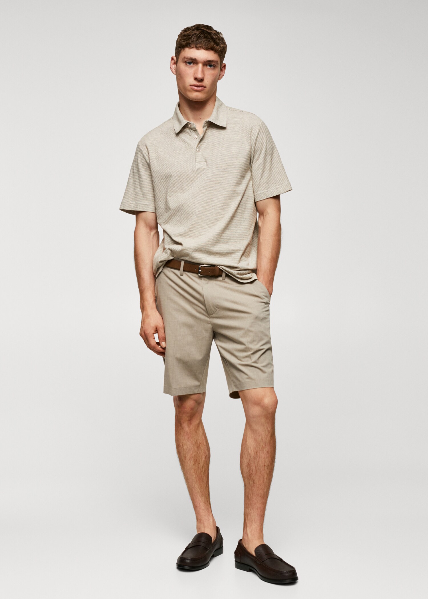 Poloshirt aus 100 % Baumwolle mit Streifenstruktur - Allgemeine Ansicht