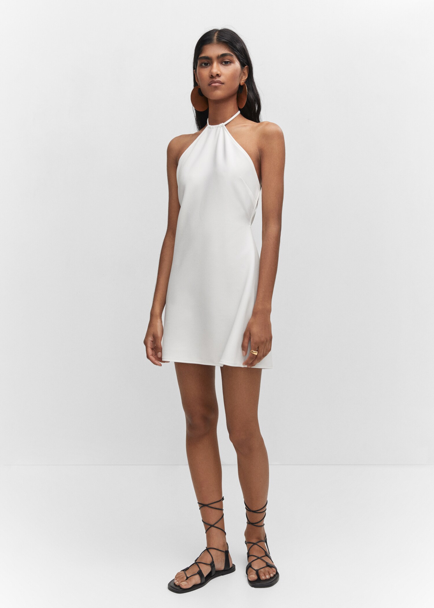 Halter-neck dress with metal detail - General plane