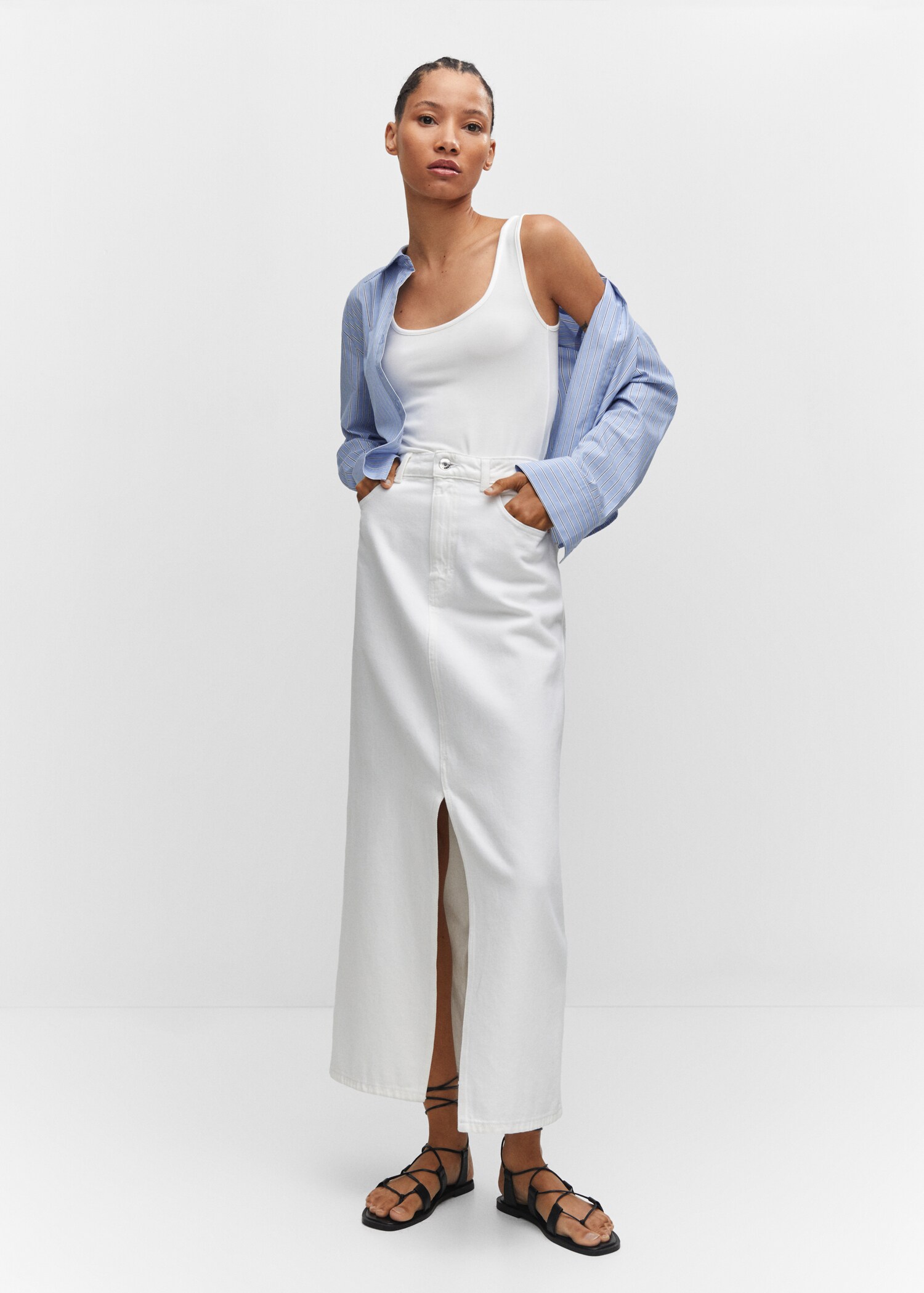 Cotton shirt with stud detail - General plane