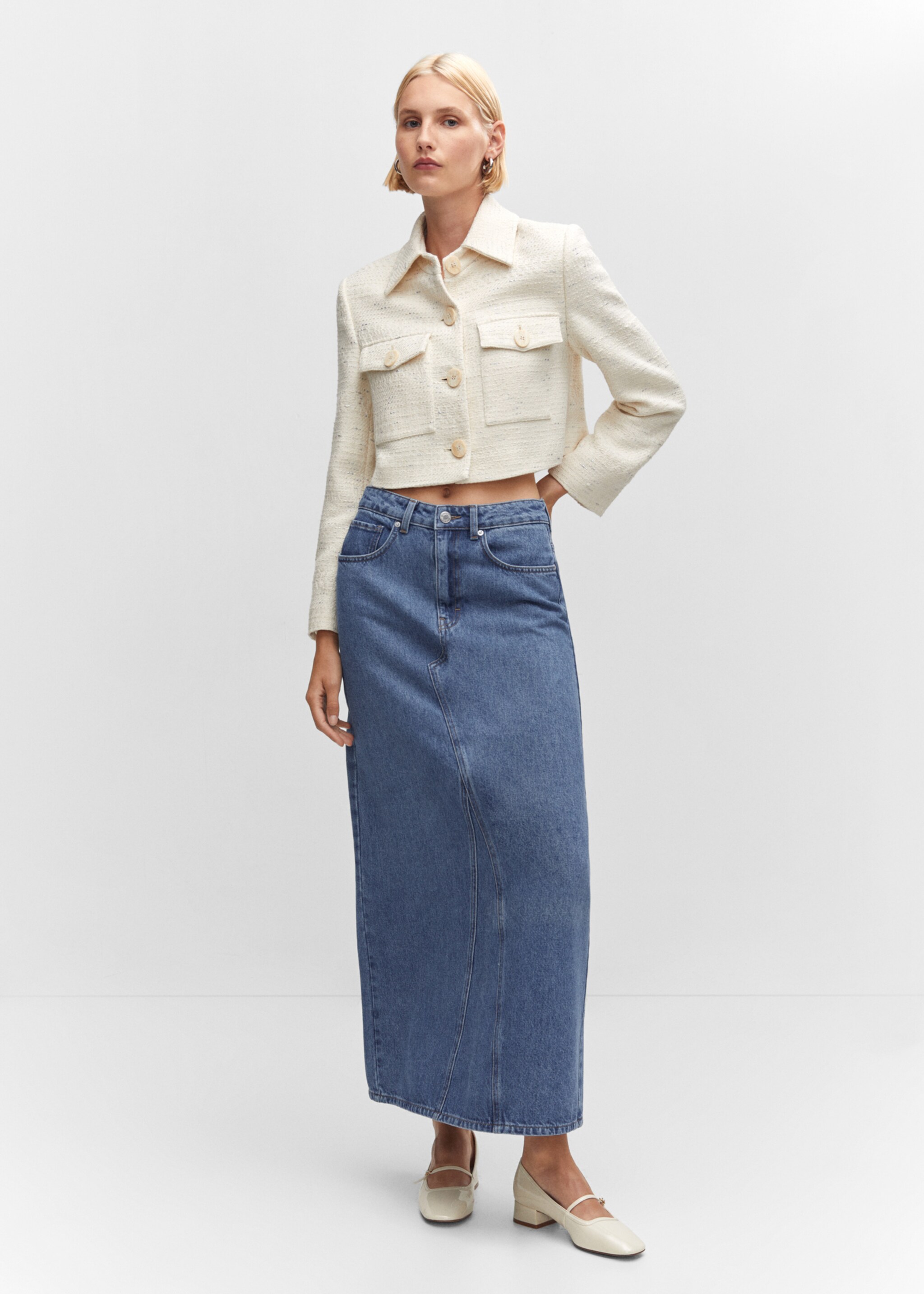 Long denim skirt - General plane, Medium Blue. Ref: 57033806-00.