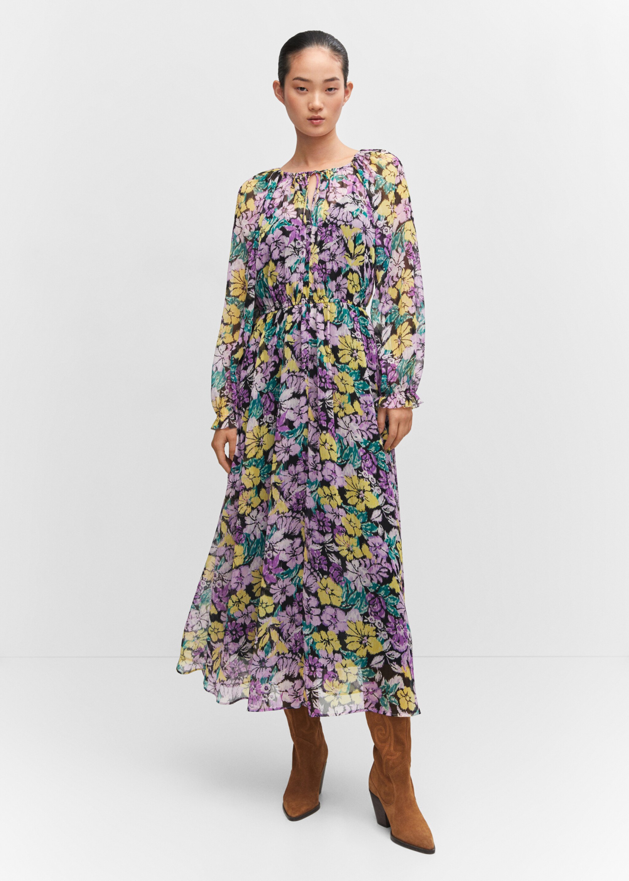 Textured floral-pattern dress - General plane