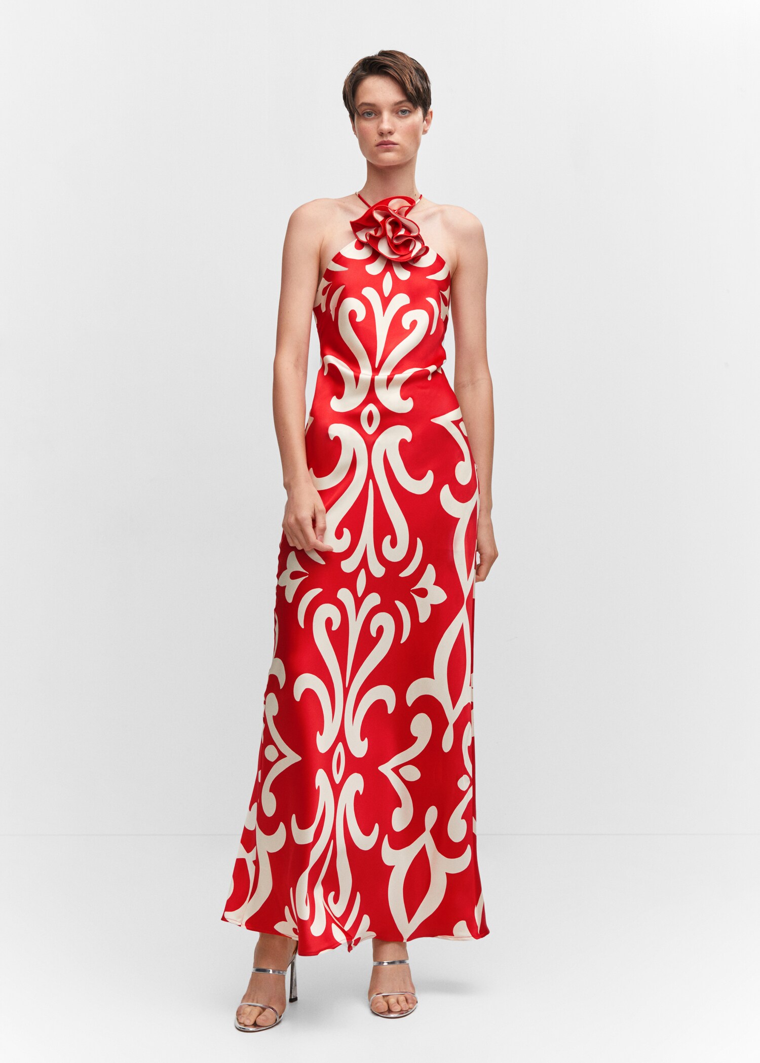 Halter dress with flower detail - General plane