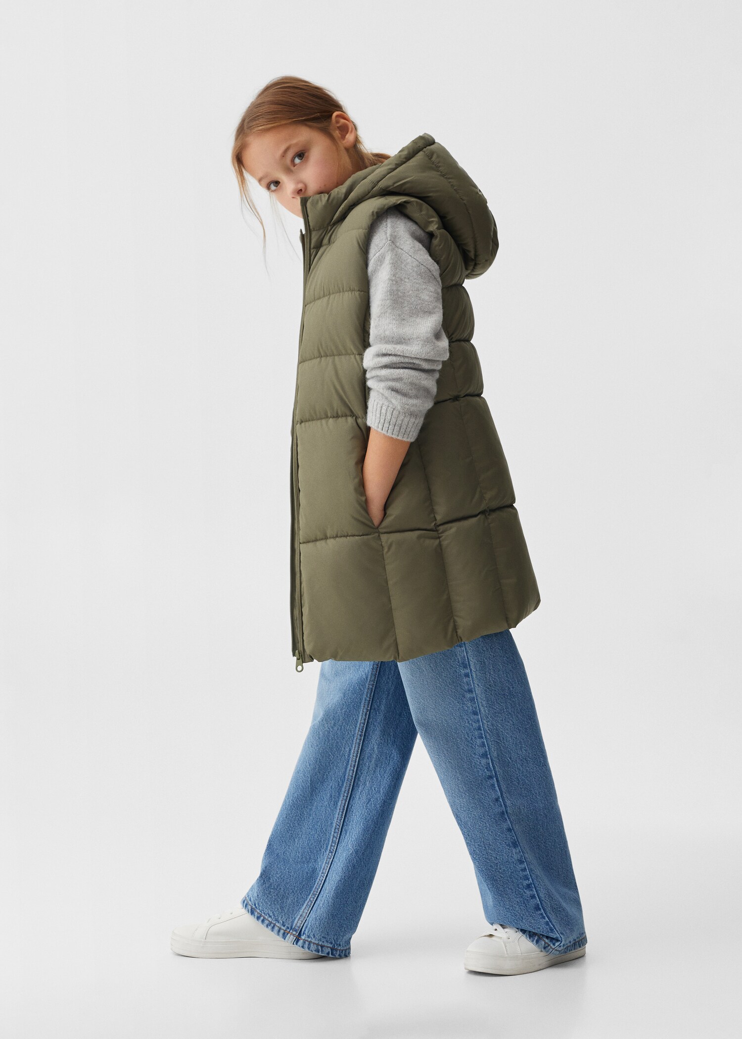 Long quilted gilet - General plane