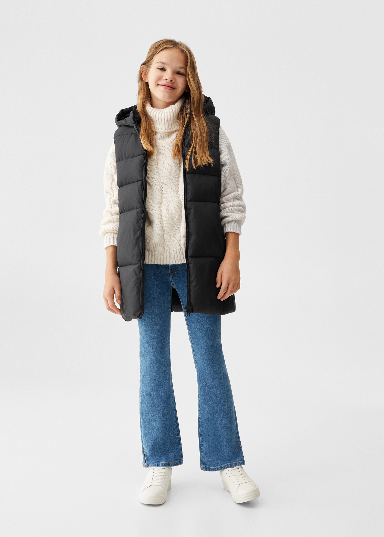 Long quilted gilet - General plane