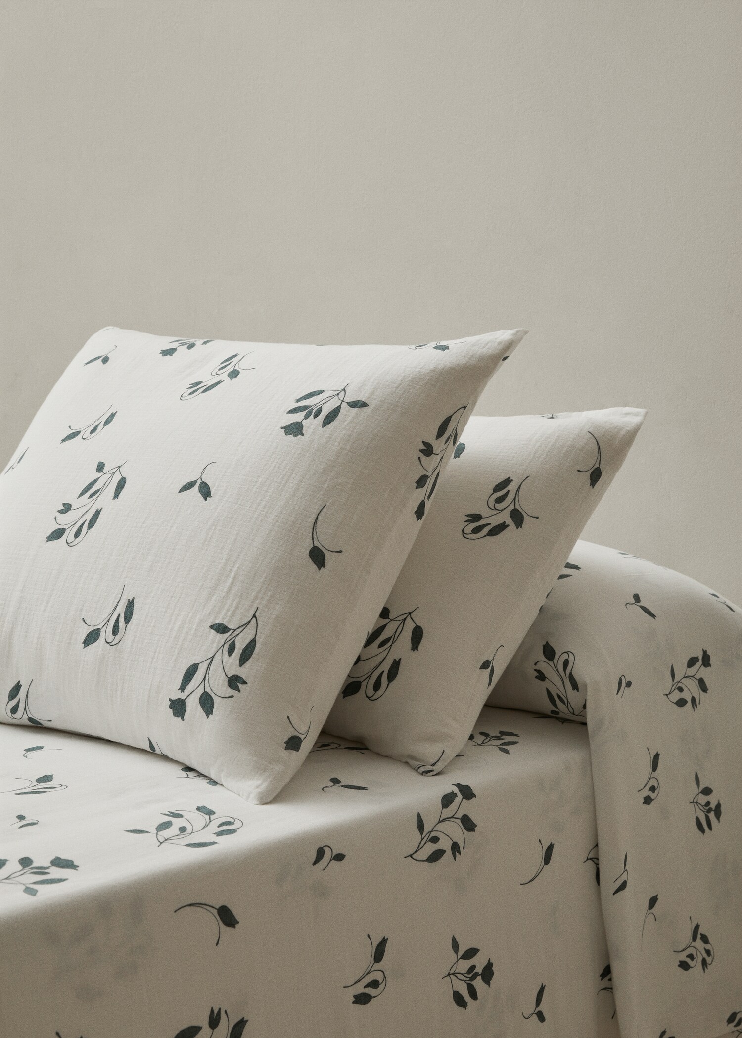 Multi-flower cotton pillowcase 50x75cm (Pack of 2) - General plane
