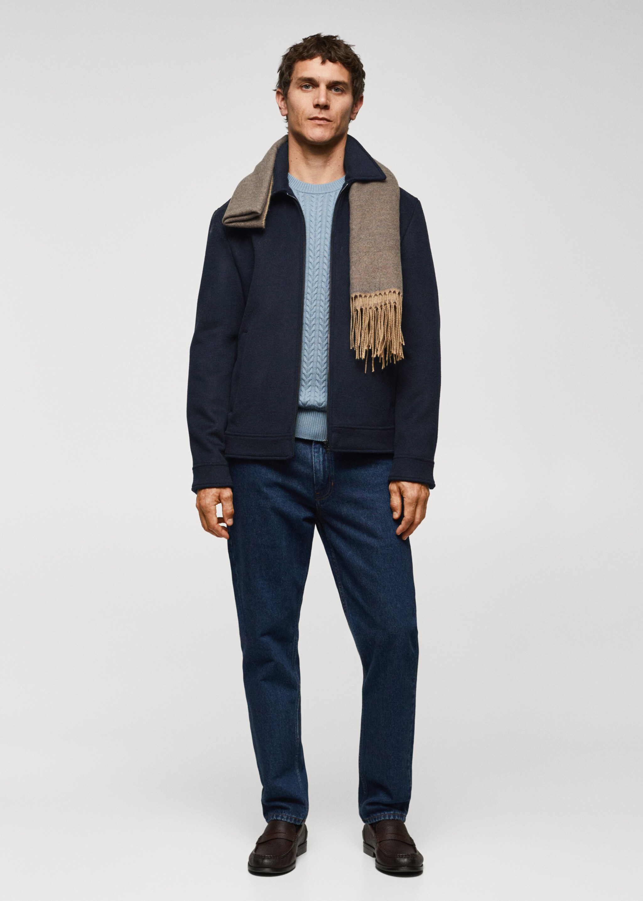 Straight recycled wool jacket - General plane, Dark Navy. Ref: 57035950-00.