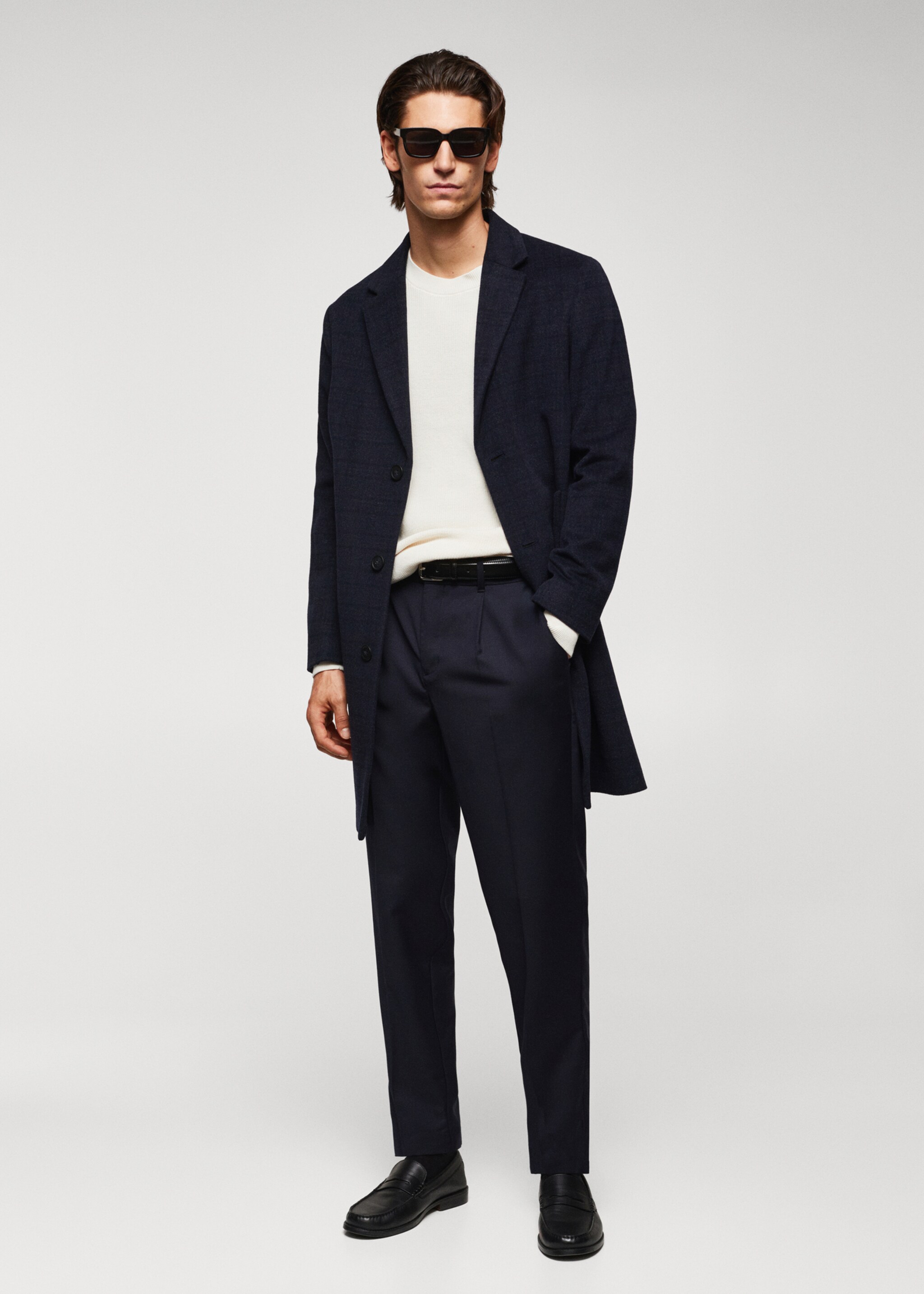 Checked recycled wool coat - General plane