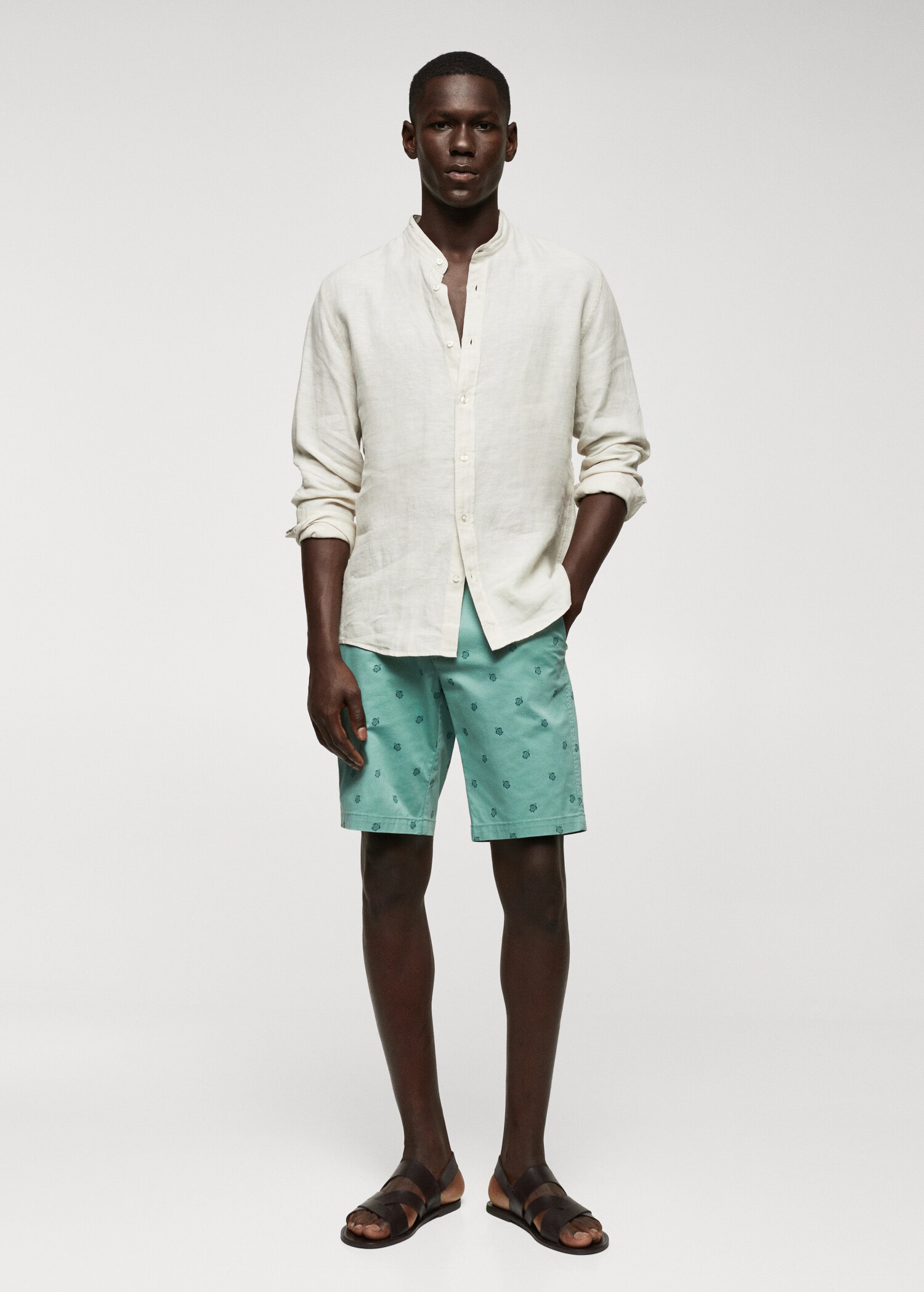 Βερμούδα slim fit βαμβάκι εμπριμέ - Γενικό πλάνο