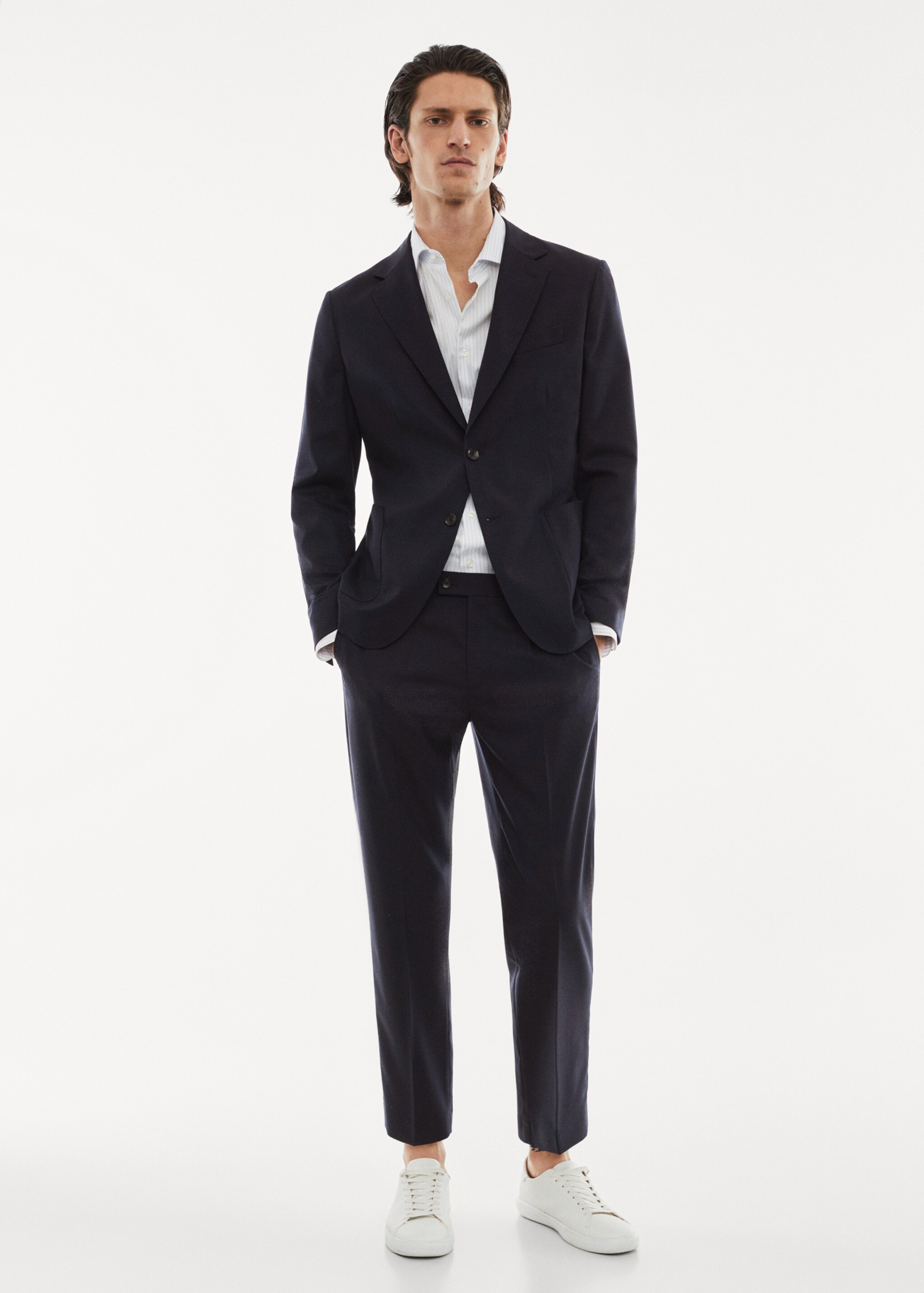 Stretch virgin wool suit pants - General plane