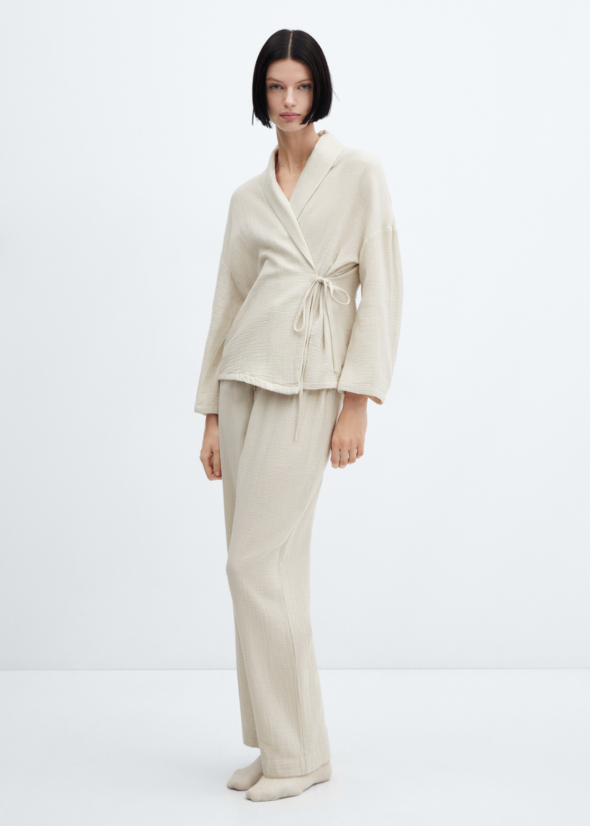 Cotton gauze pyjama shirt - General plane, Beige. Ref: 57036018-00.