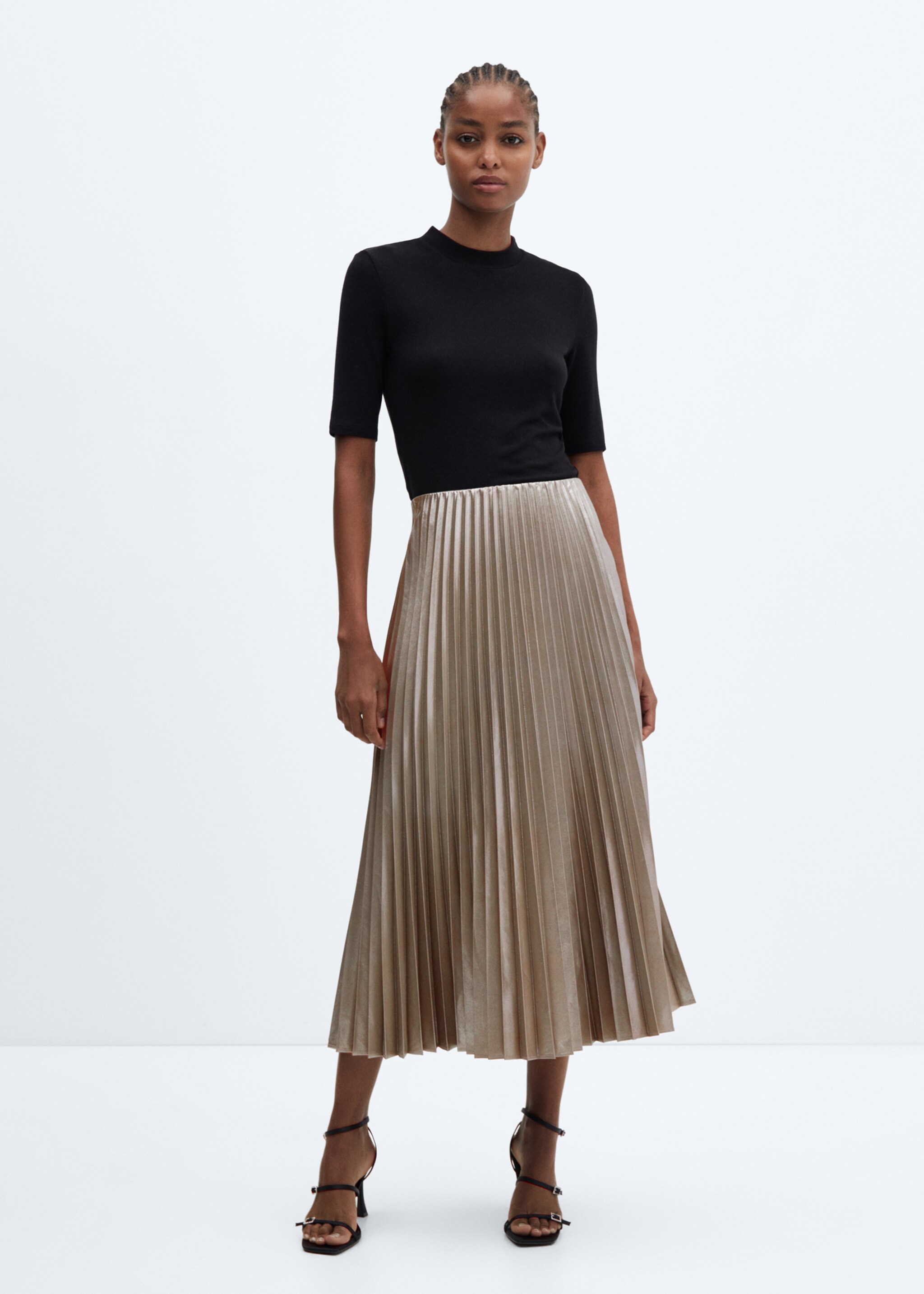 Metallic pleated skirt - General plane, Silver. Ref: 57036716-00.