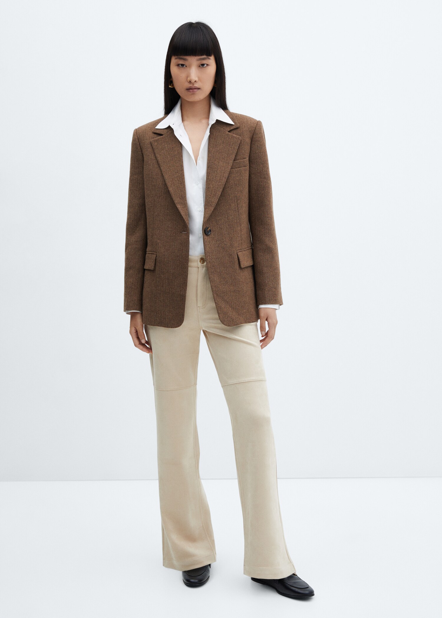 Woll-Blazer mit Fischgrat-Dessin - Allgemeine Ansicht