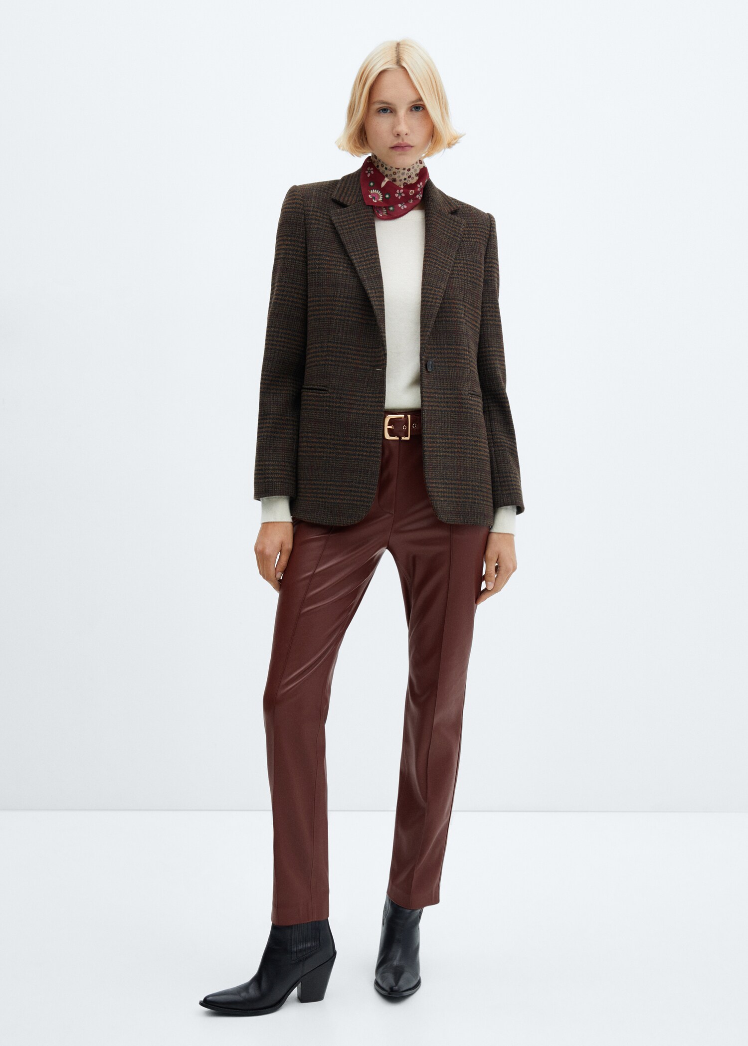 Leather-effect trousers with belt - General plane