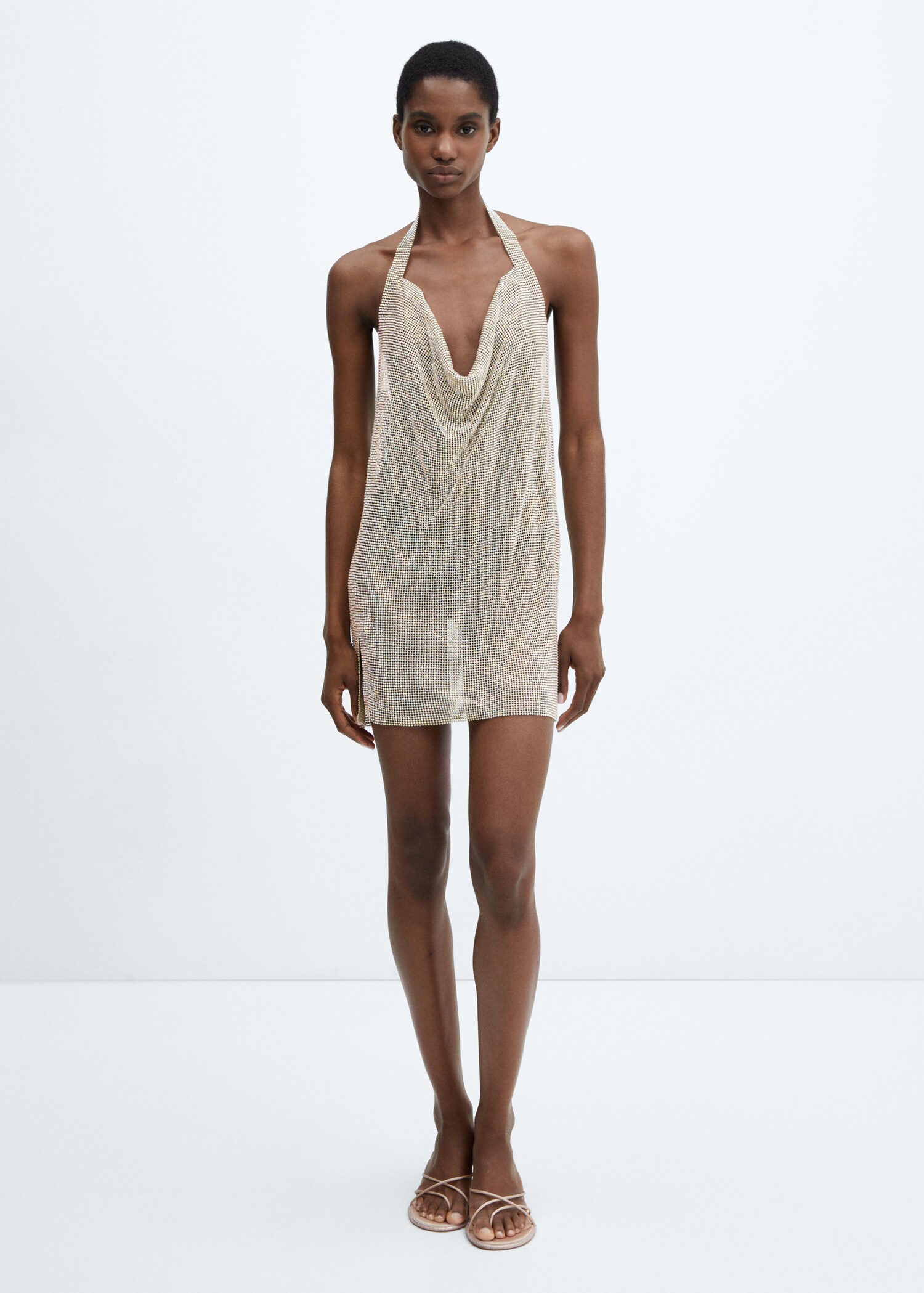 Mesh-Kleid mit Kristallen - Allgemeine Ansicht