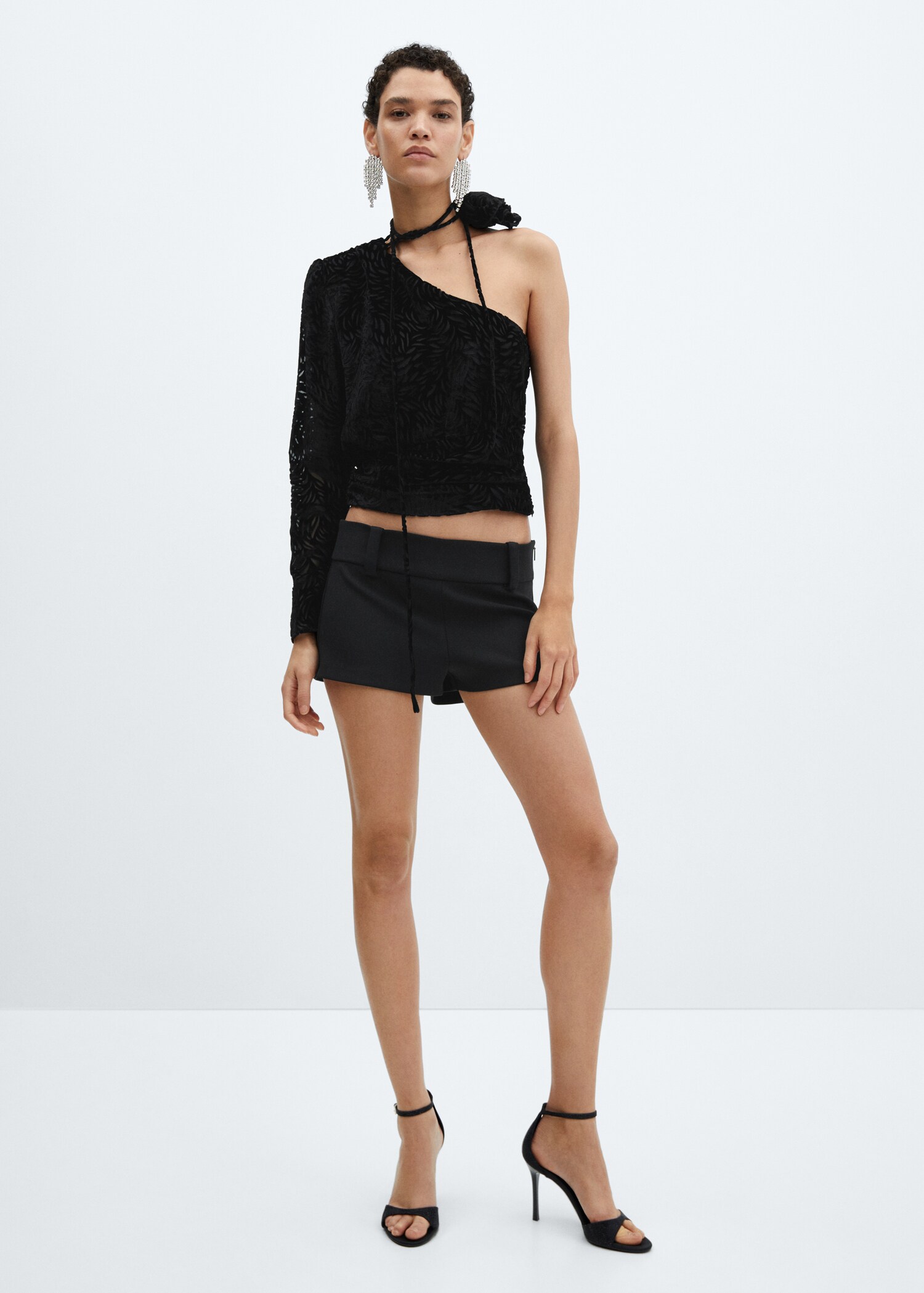 Maxi-flower velvet blouse - General plane