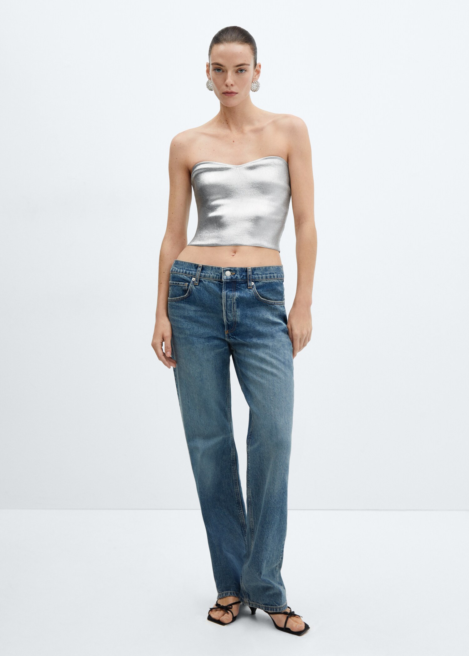 Metallic top with sweetheart neckline - General plane