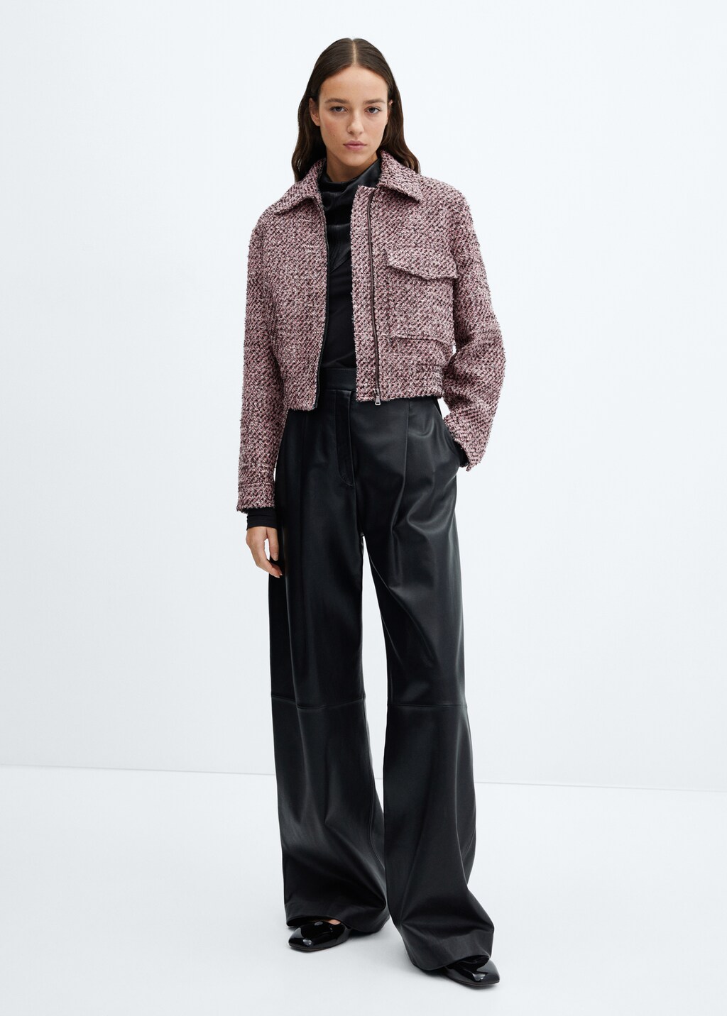 Double-breasted tweed jacket - Women | MANGO USA