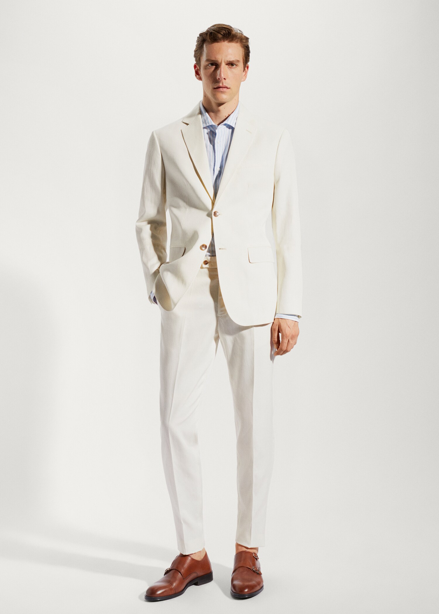 100% linen suit trousers - General plane