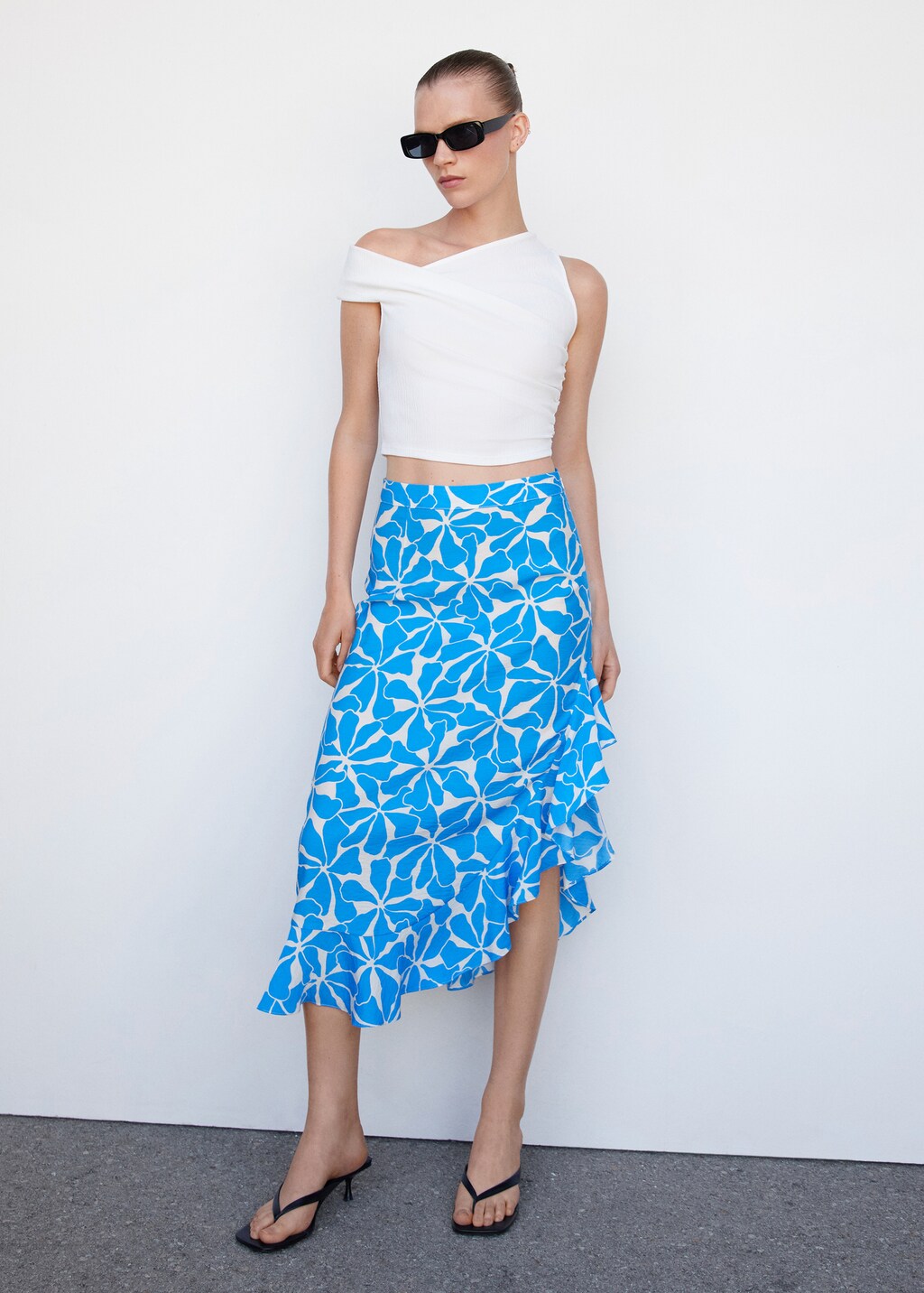 Asymmetrical printed skirt - Women | MANGO OUTLET USA