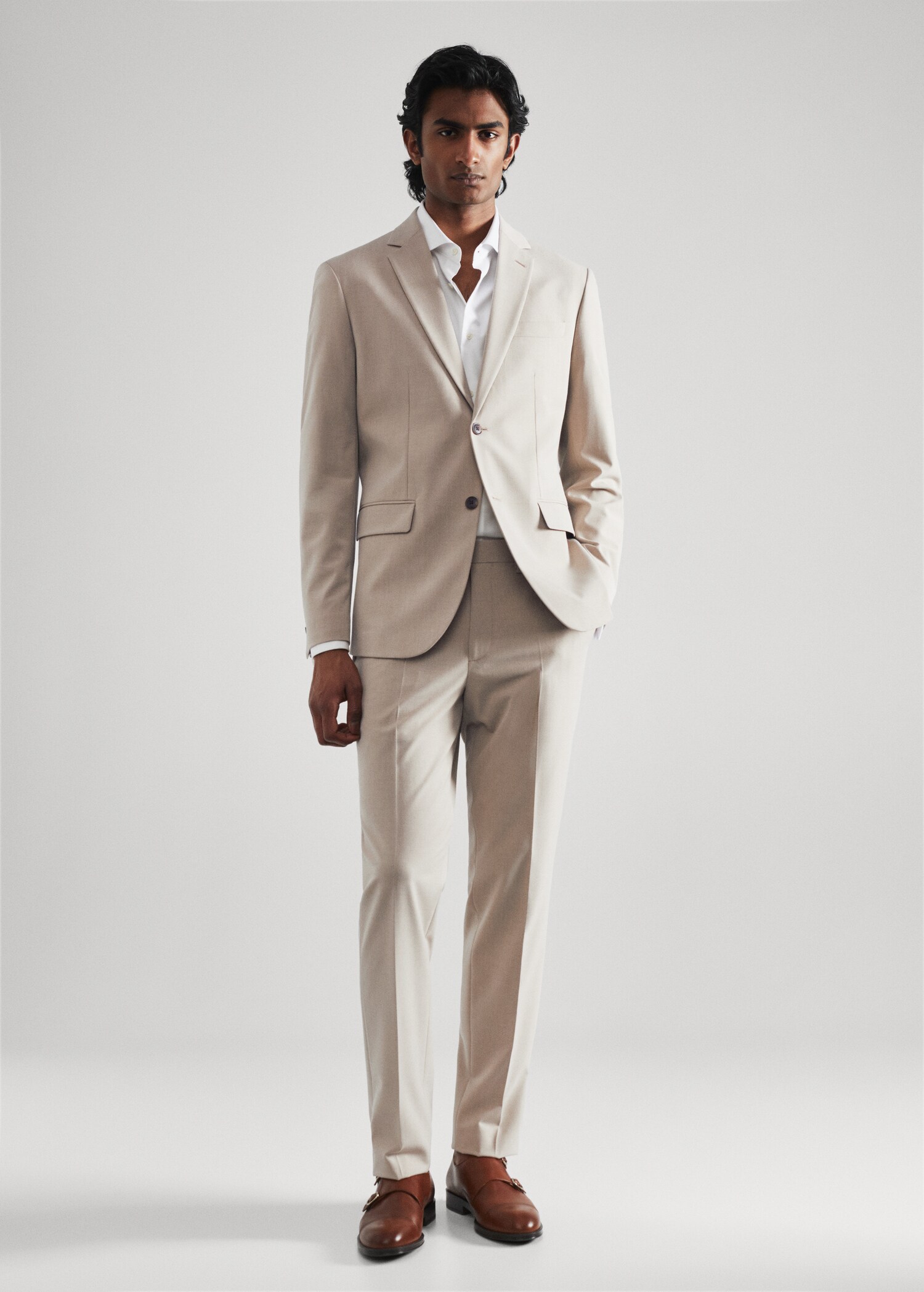 Stretch-fabric slim-fit suit blazer - General plane