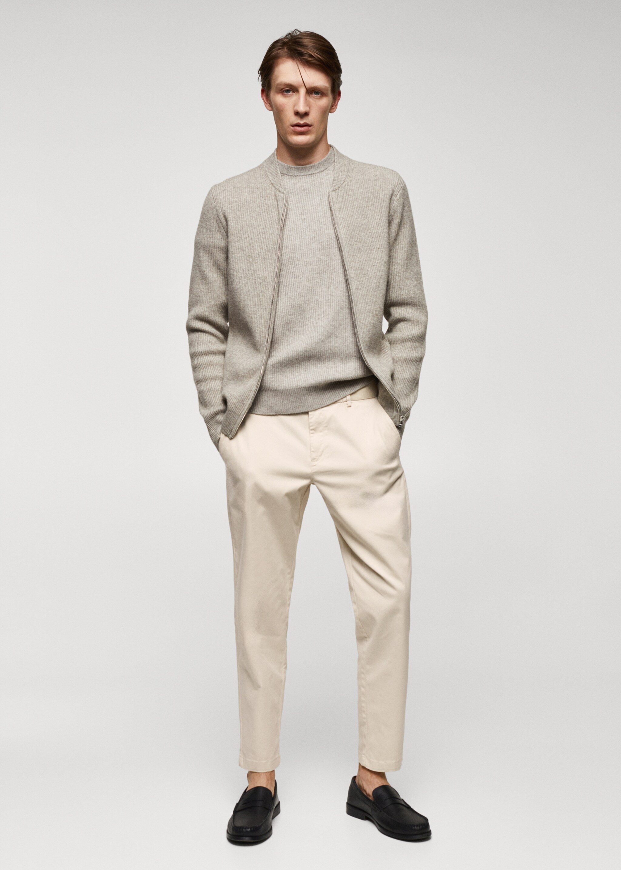 Cotton tapered crop trousers - General plane