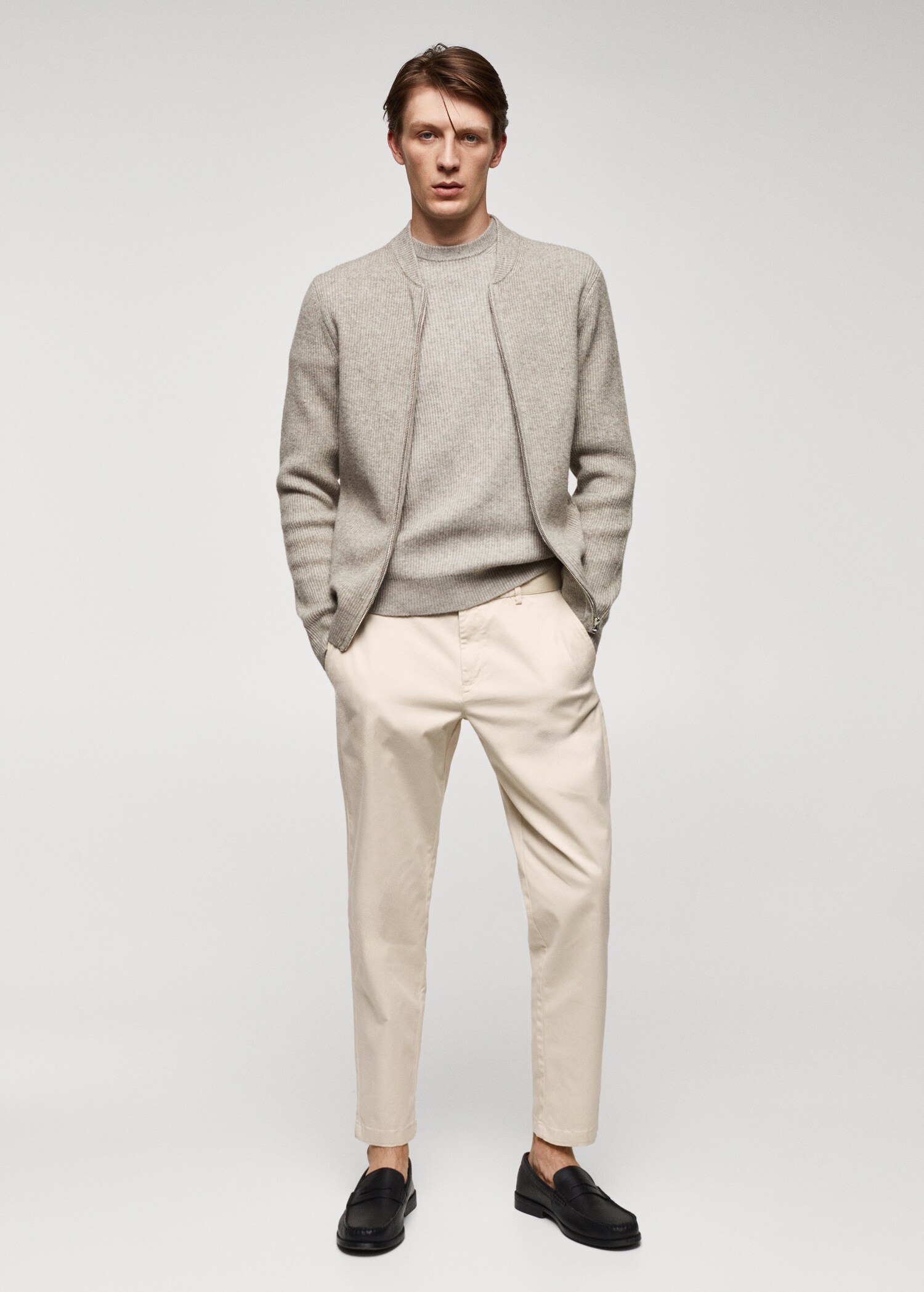 Cotton tapered crop trousers - General plane