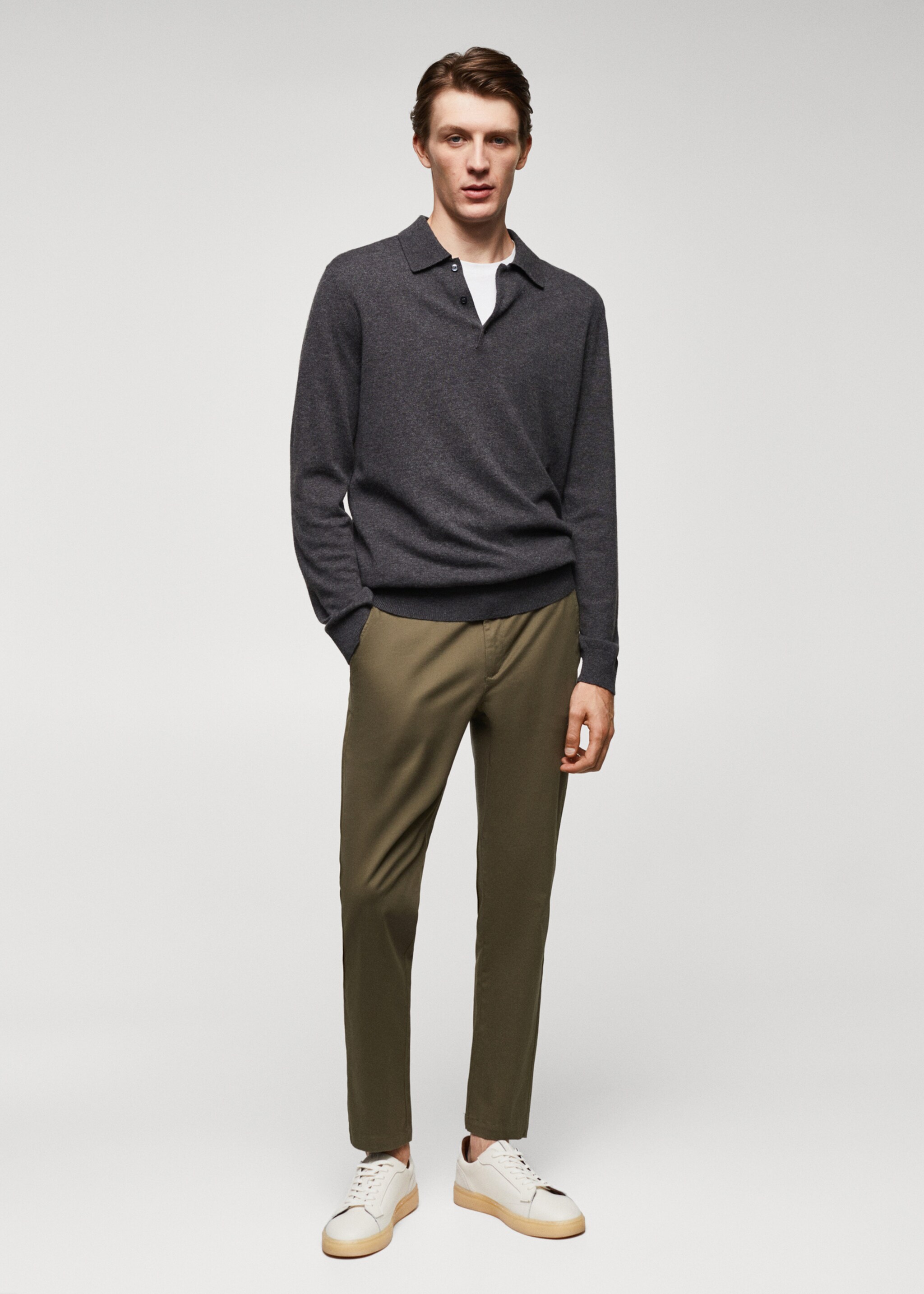 Cotton tapered crop trousers - General plane, Medium Green. Ref: 57040567-00.