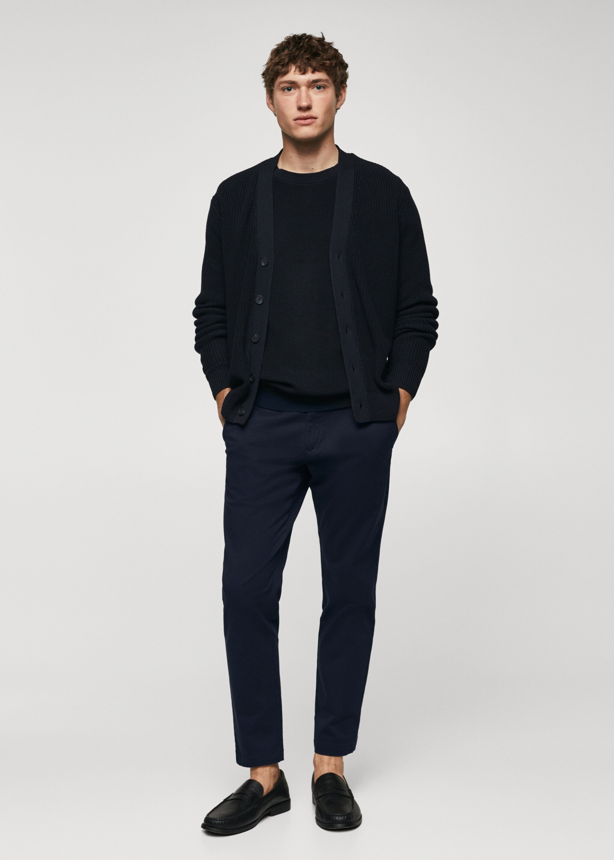 Cotton tapered crop trousers - General plane, Dark Navy. Ref: 57040567-00.