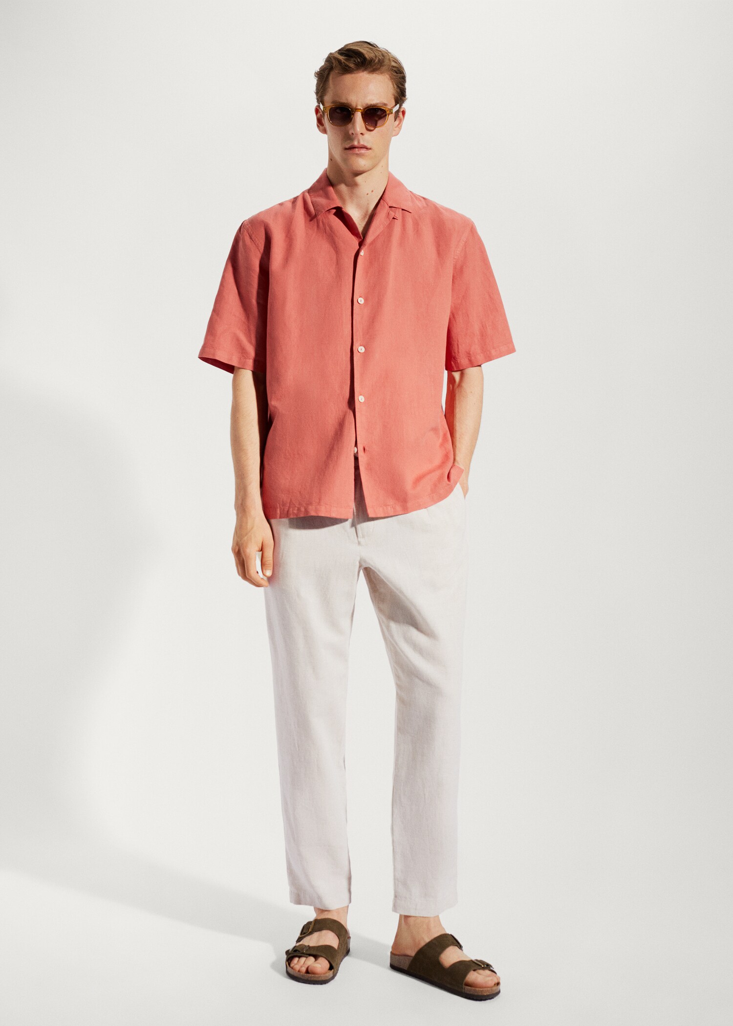 Slim-fit trousers with drawstring - General plane