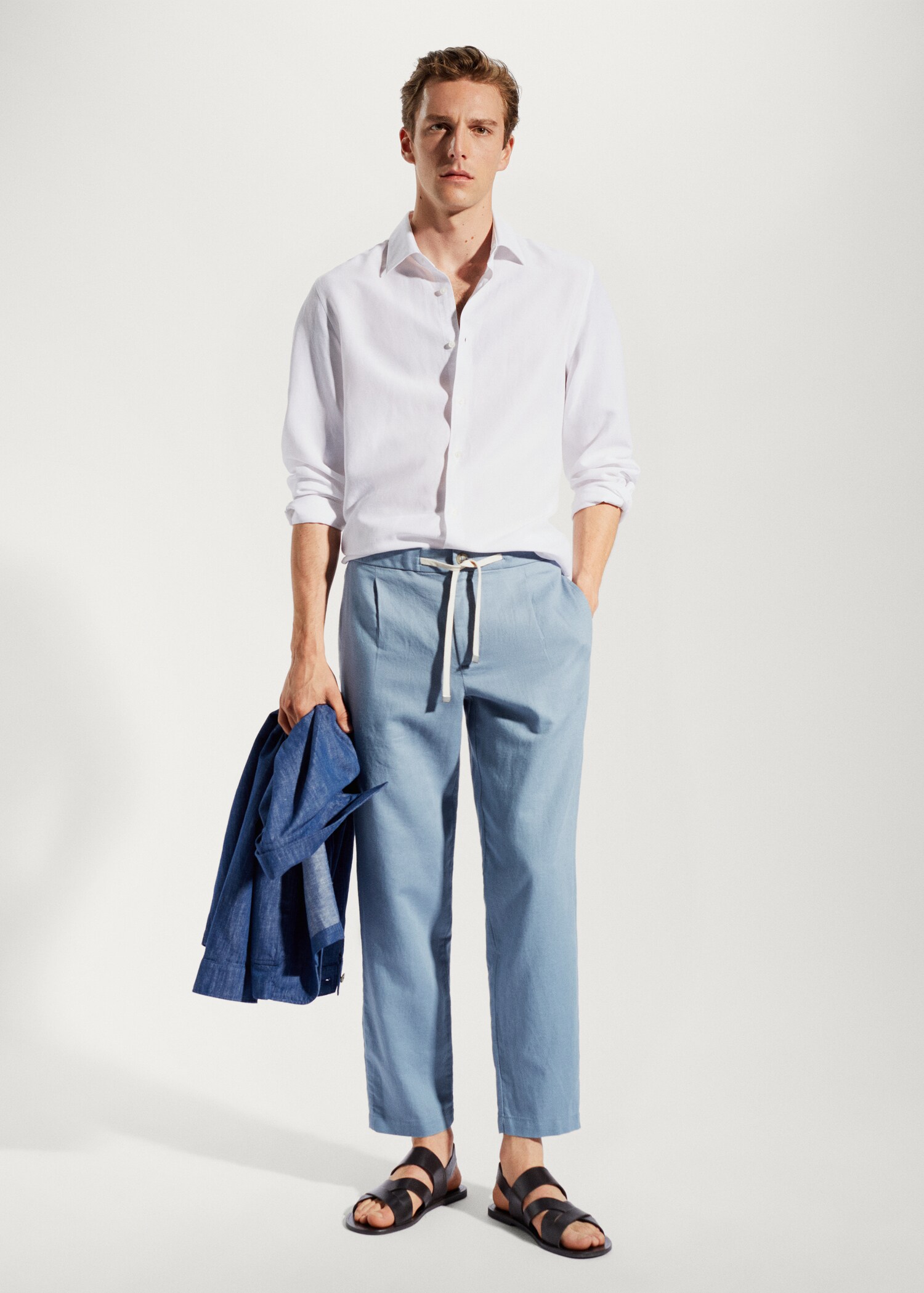 Slim-fit trousers with drawstring - General plane