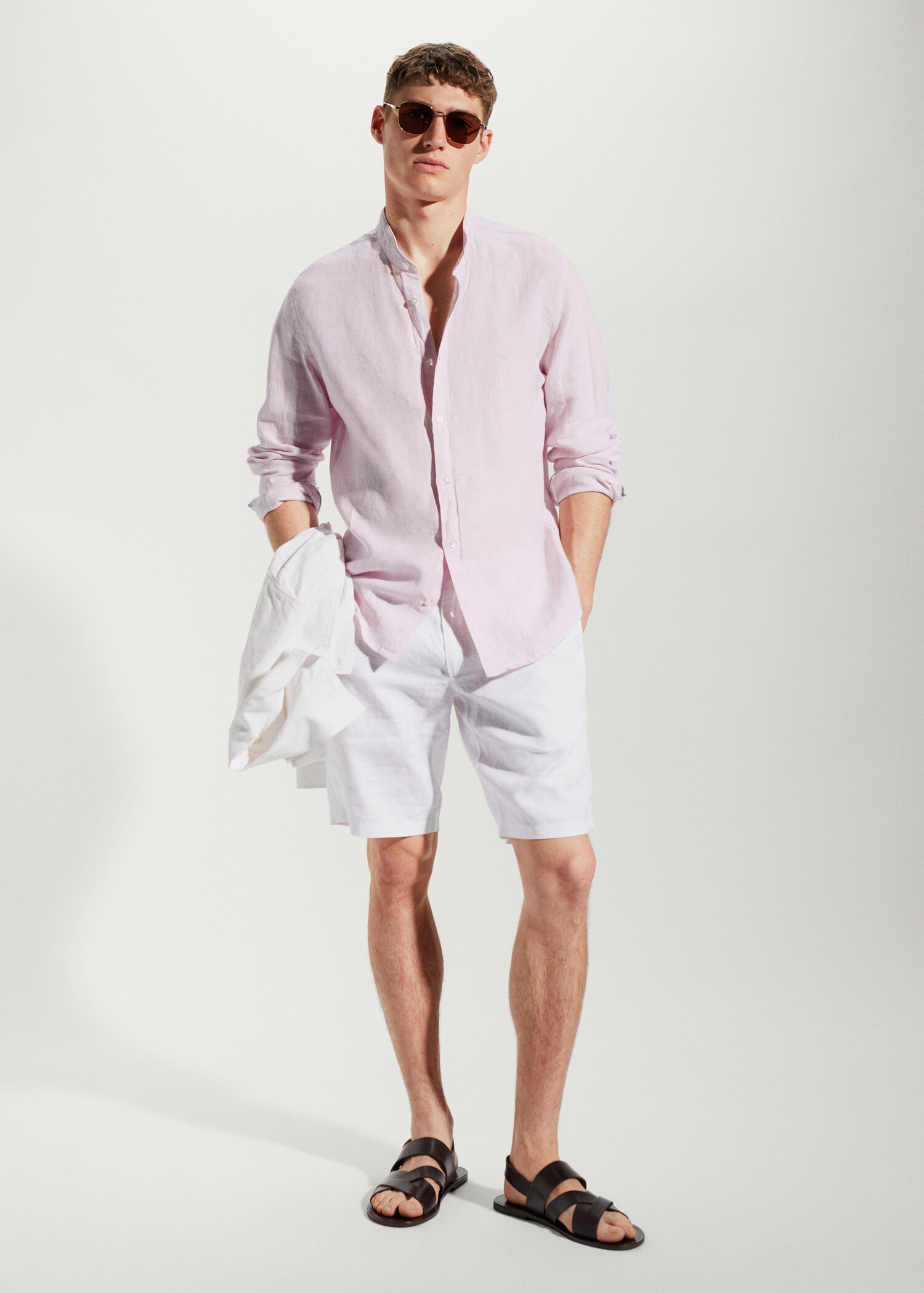 100% linen Mao collar shirt - General plane