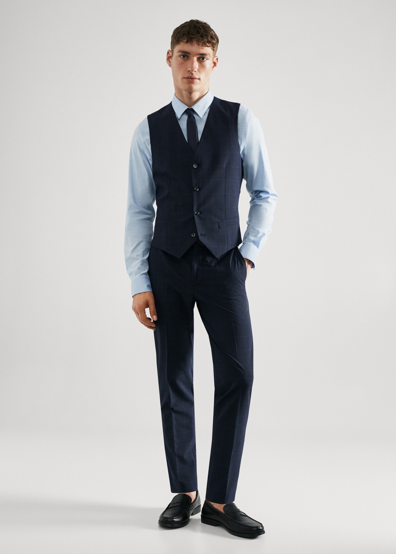 Geruit super slim-fit gilet - Overzichtstekening