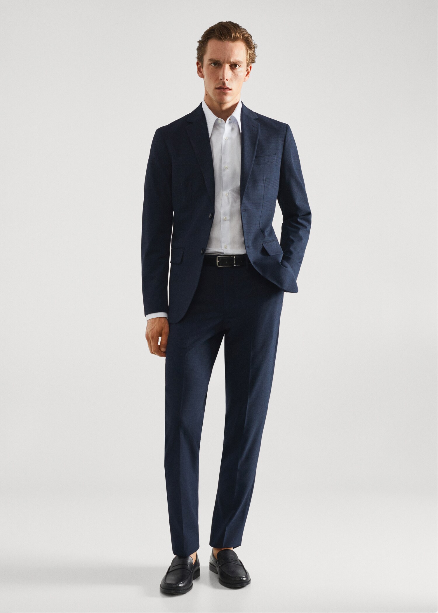 Gemusterte Slim Fit-Anzughose aus Stretchstoff - Allgemeine Ansicht