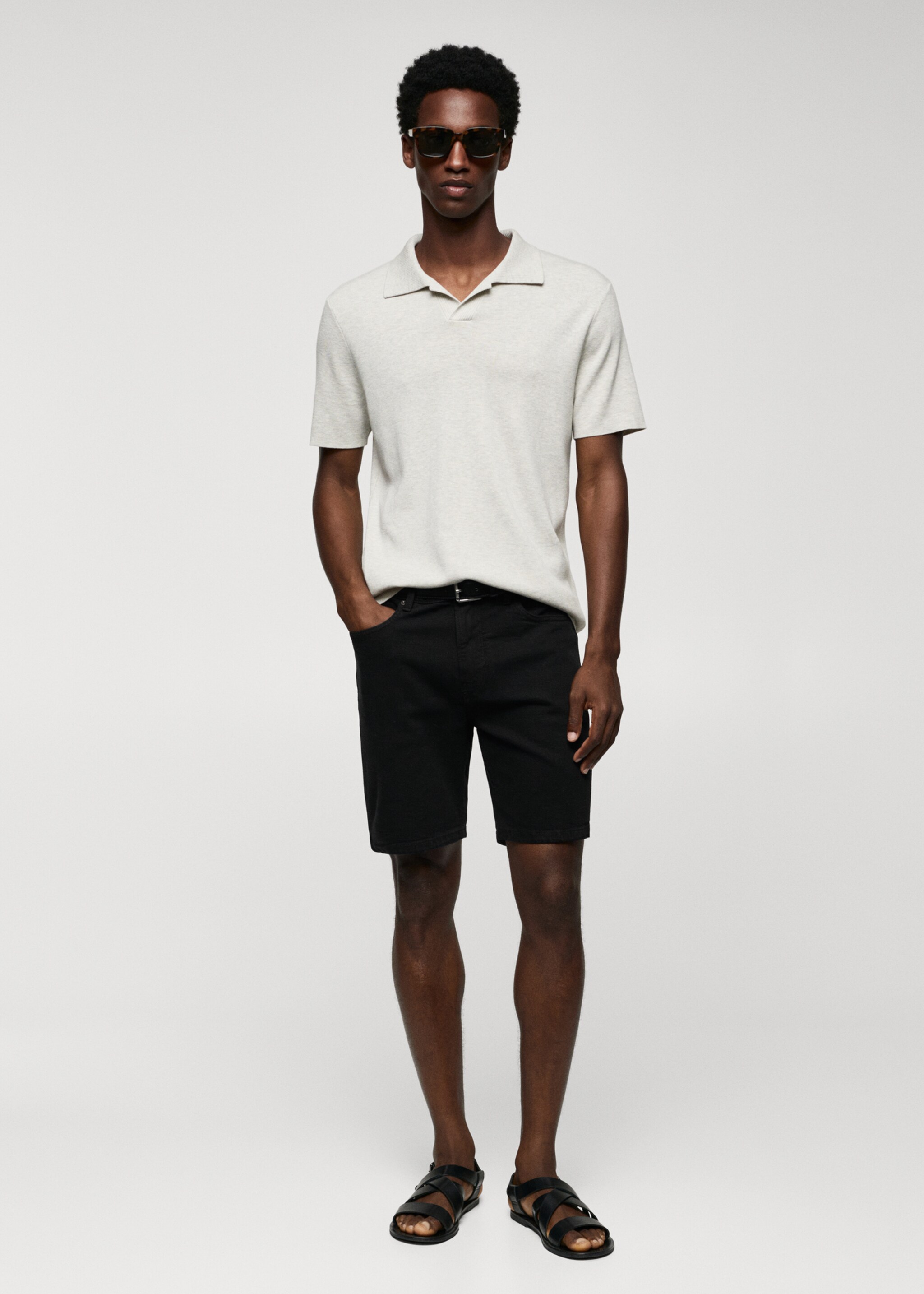 Regular-fit denim bermuda shorts - General plane