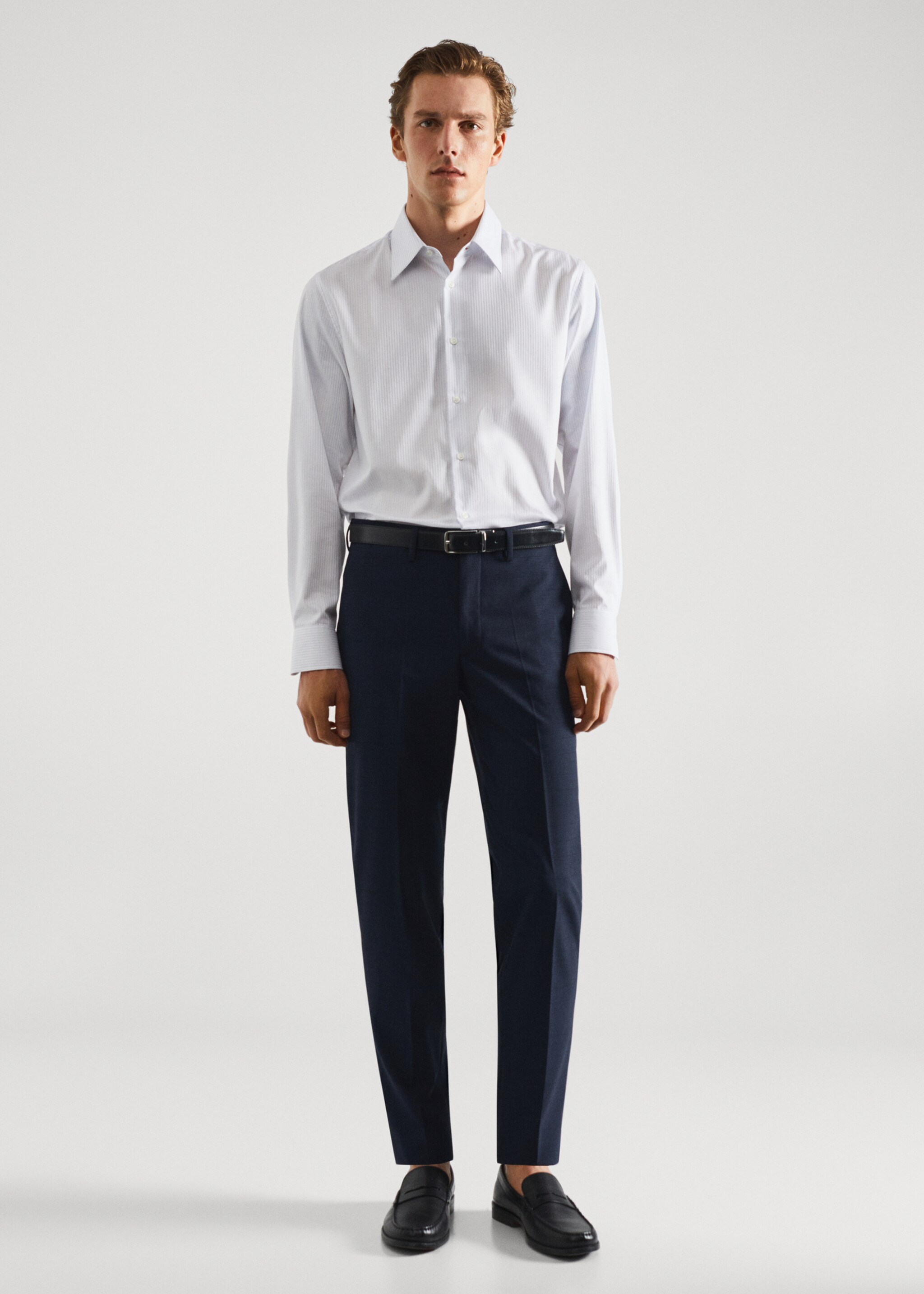 Regular-fit twill striped suit shirt - General plane
