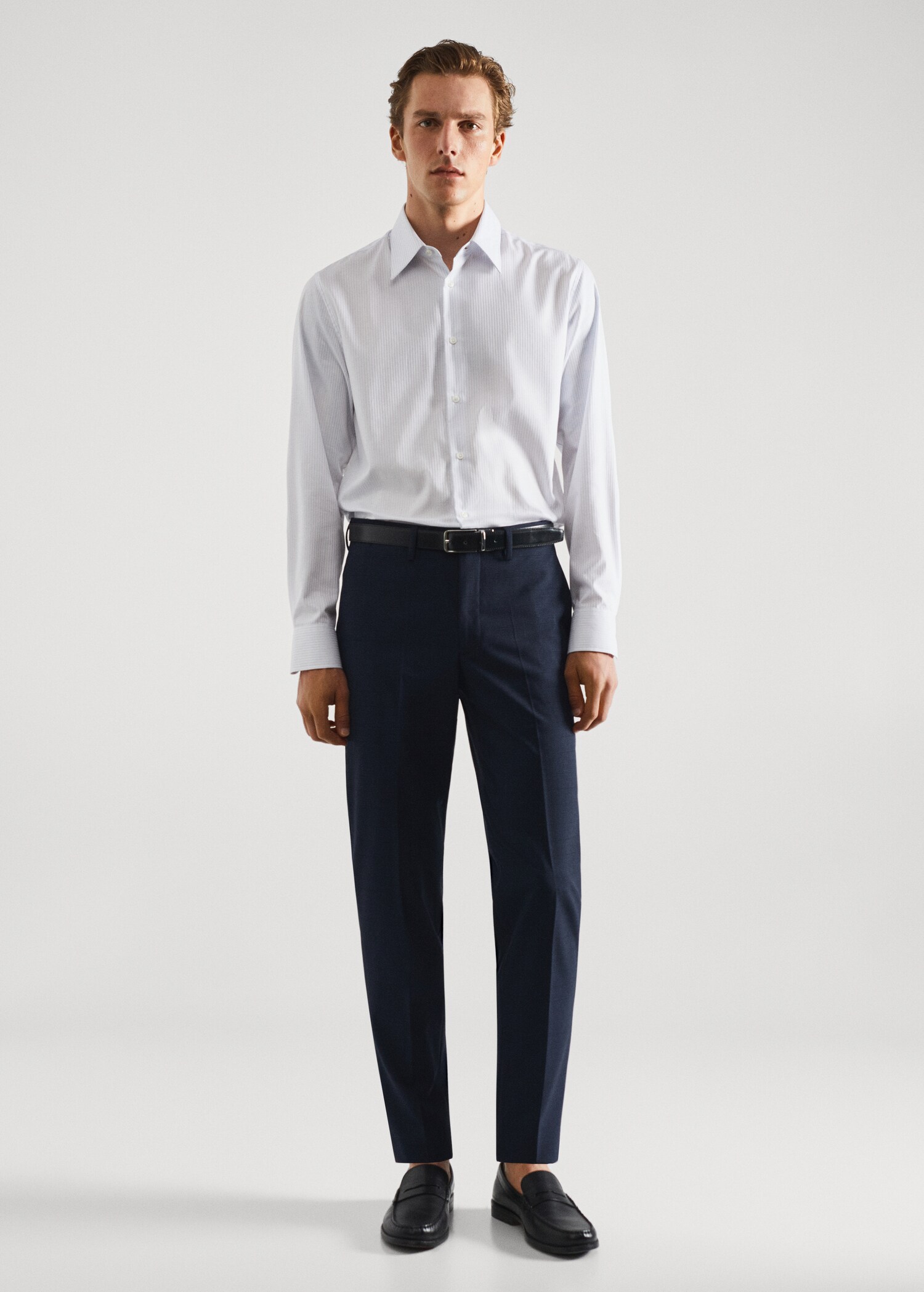 Camisa vestit regular fit twill ratlles - Pla general