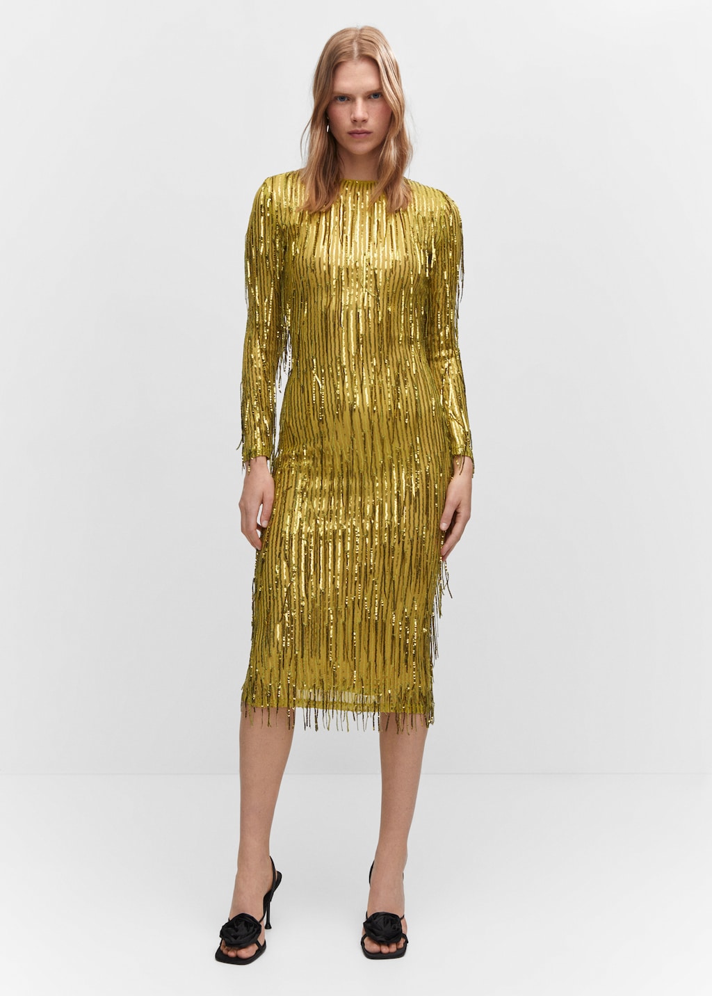 Metallic fringed dress - Women | MANGO OUTLET USA